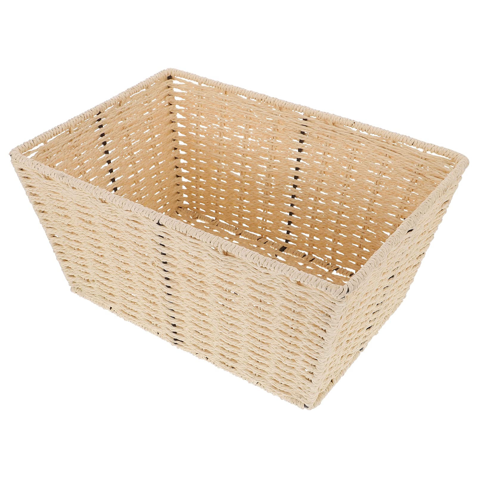 VOSAREA Woven Storage Basket - Handled Wicker Organizer for Cosmetics, Laundry, Toiletries & Kids Supplies | Natural Paper Rope Decorative Basket for Bathroom, Nursery & Home Organization