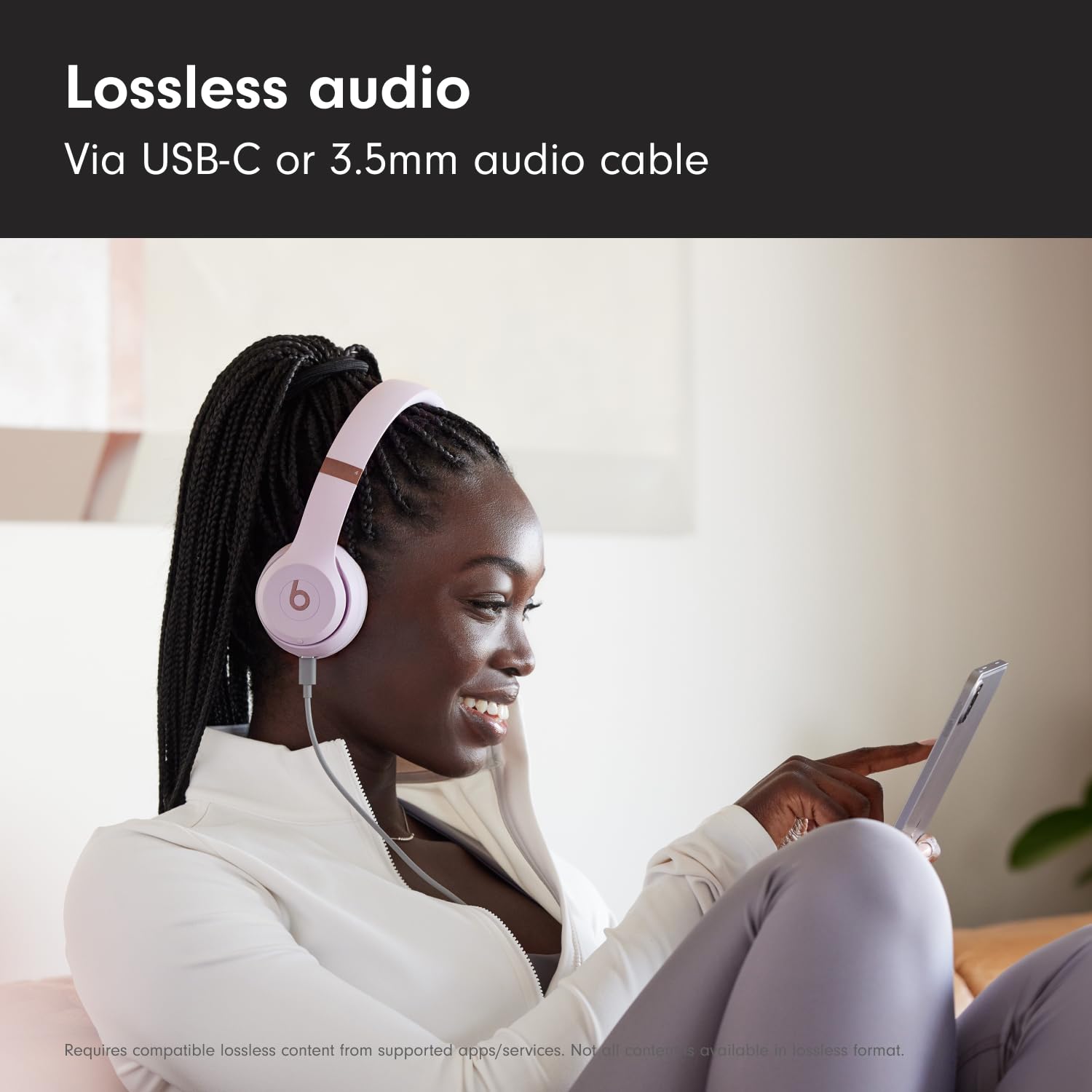 Beats Solo 4 Wireless Bluetooth On-Ear Headphones - 50-Hour Battery Life, Apple & Android Compatible, Lightweight & Comfortable - Cloud Pink - Perfect for Travel, Workouts & Daily Commute