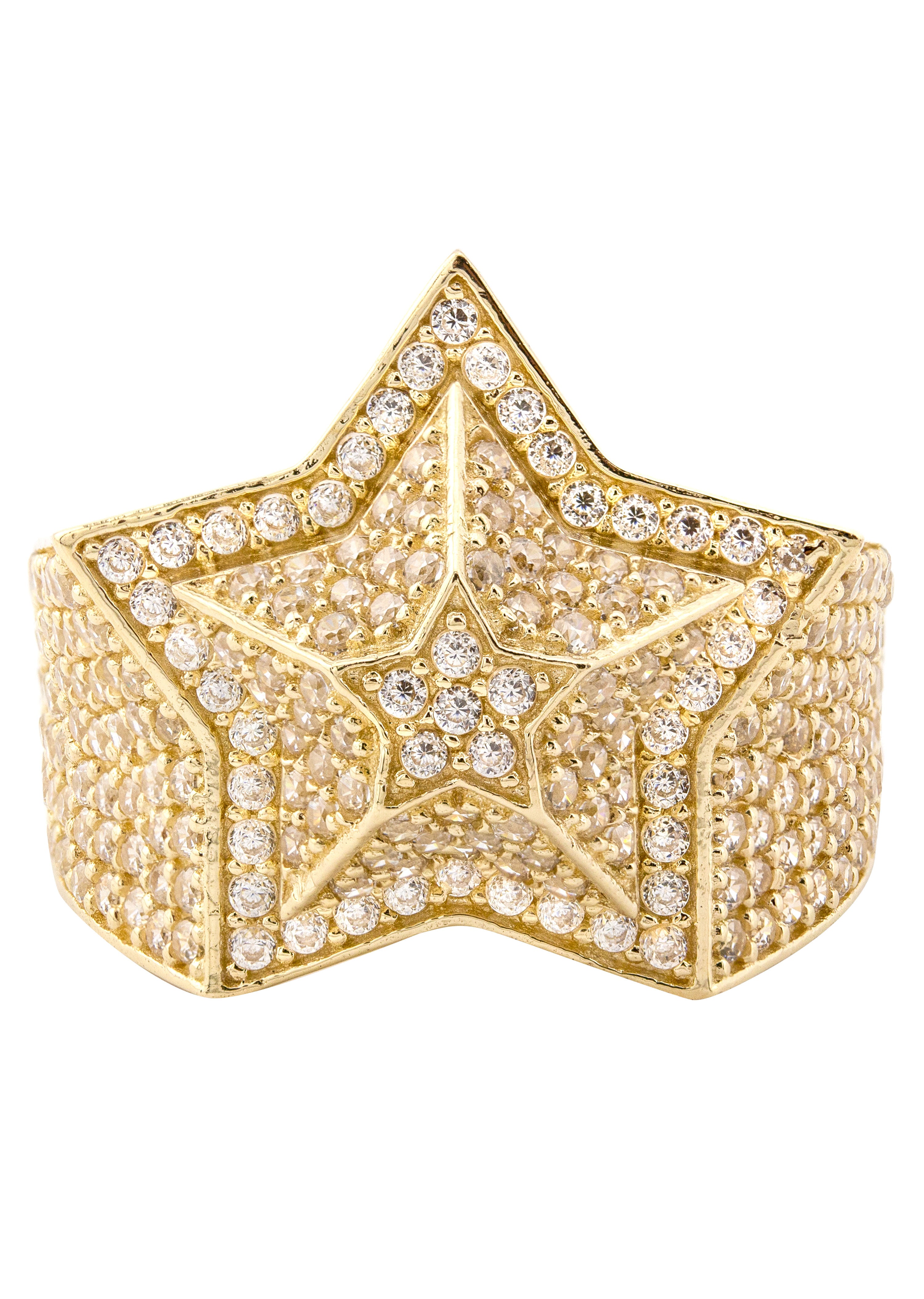 10K Gold CZ Star Ring for Men - 7 Grams Solid Gold Fashion Jewelry - Perfect for Gifts, Weddings, and Everyday Wear