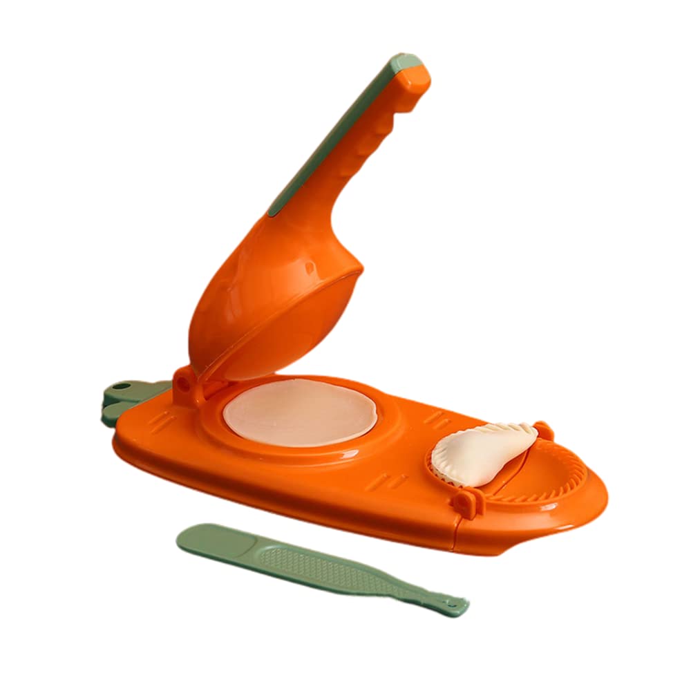 BINQILIN 2-in-1 Dumpling Maker Mold - Manual Dumpling Press & Pastry Dough Press Tool for Homemade Dumplings (Orange) | Perfect for Asian Cooking, Family Meal Prep & Kitchen DIY Projects