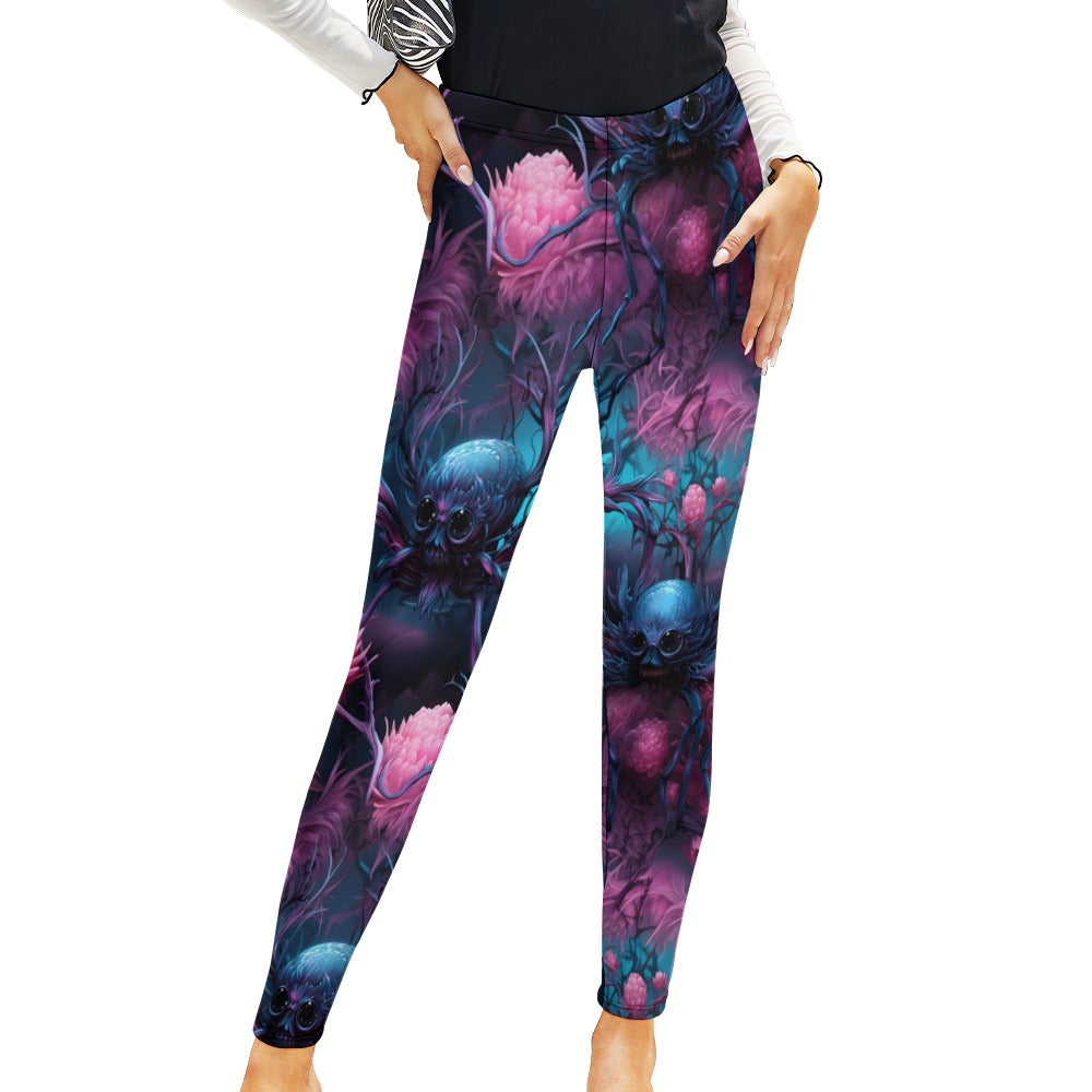 Spooky Forest Print Leggings for Women - Halloween Costume, Cosplay & Gothic Fashion Outfits