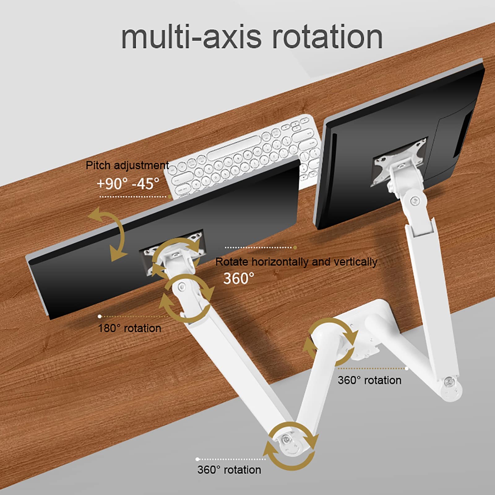 Universal TV Stand & Dual Monitor Mount for 17-30 Inch Screens - Heavy Duty Double Monitor Desk Stand with C Clamp/Grommet Base, Supports 9kg/19.8lbs Per Arm - Perfect for Home Office, Gaming Setup & Workspace Organization