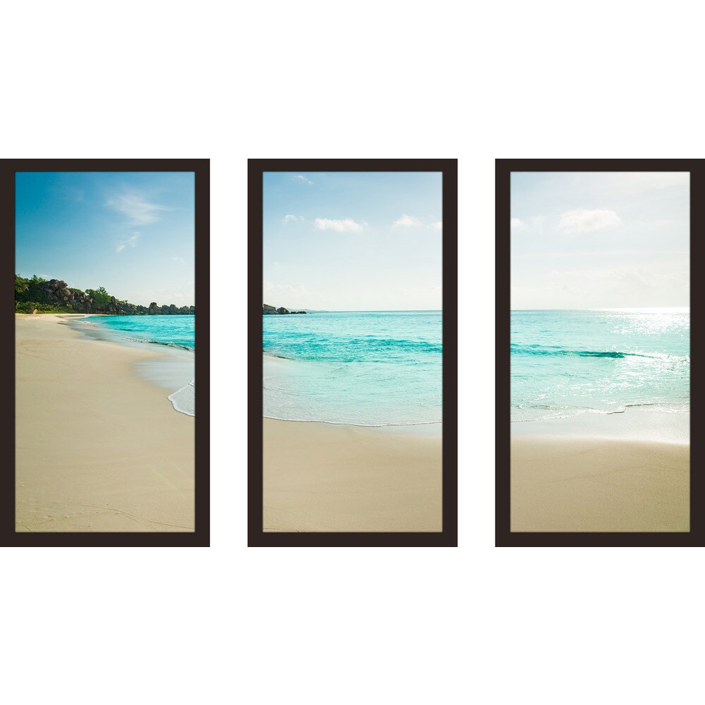 Beachy Framed Plexiglass Wall Art Set of 3 - Coastal Decor for Living Room, Bedroom & Office - Ocean Themed Modern Acrylic Prints