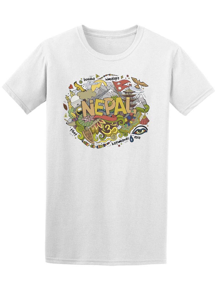 Smartprints Nepal Country Doodle Graphic T-Shirt for Men - Casual Cotton Tee with Unique Design for Travel, Streetwear & Everyday Wear