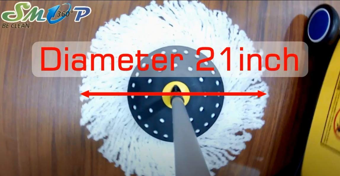 SMOP 360 Spin Mop Commercial Grade - Microfiber Floor Cleaning System with Bucket & Wheels Cart - Heavy Duty Mop for Stores, Homes & Offices - Includes Replacement Head - Perfect for Hardwood, Tile & Vinyl Floors