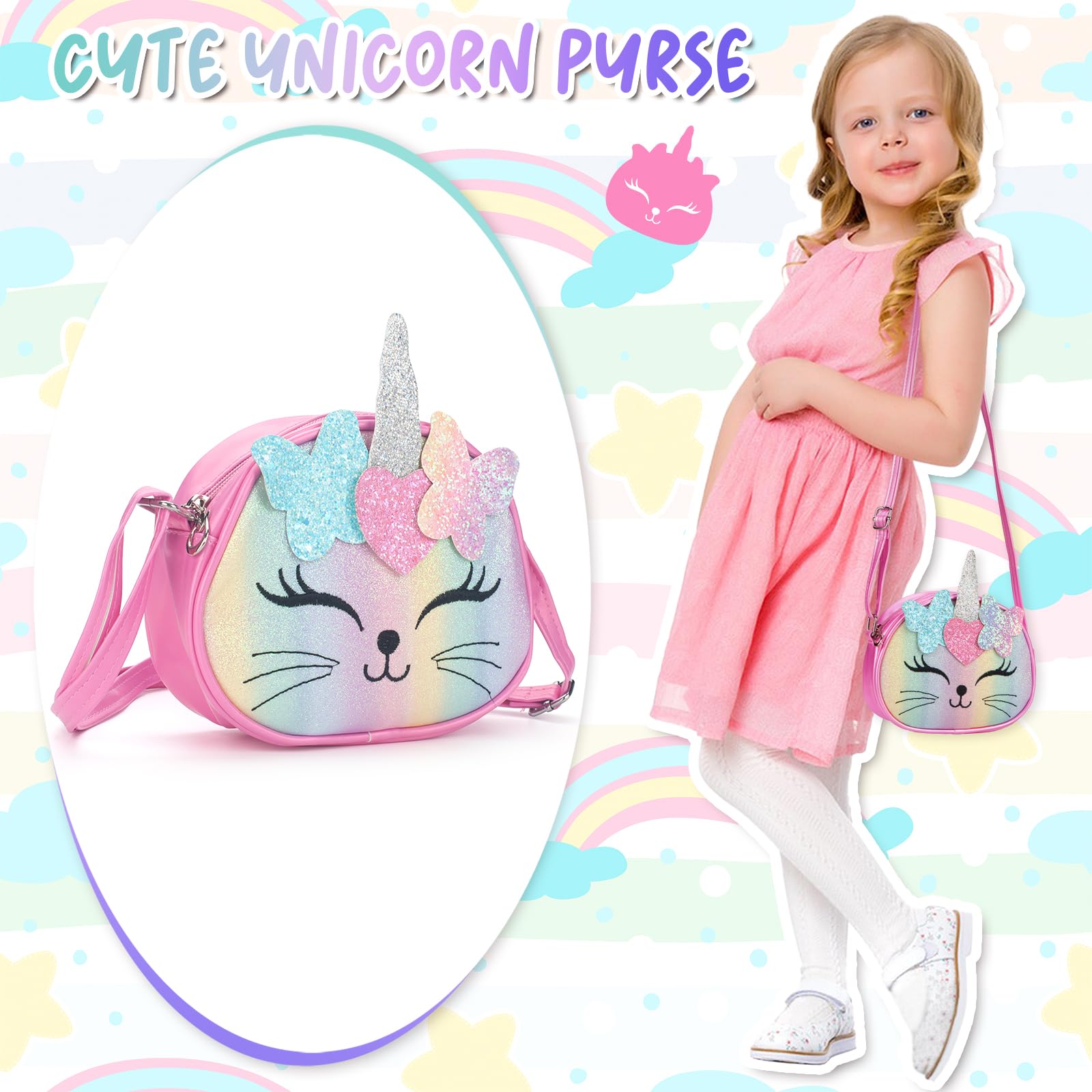 **Girls' Crossbody Purse - Cute Kids Handbag for School, Travel & Play - Perfect Christmas Gift for Little Girls**