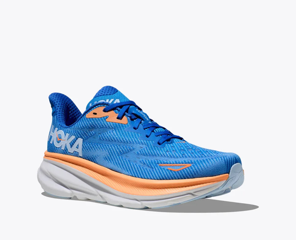 HOKA Men's Clifton 9 Running Shoes - Lightweight Cushioned Sneakers for Road Running & Jogging | Coastal Sky/All Aboard Color | Perfect for Marathon Training & Daily Workouts