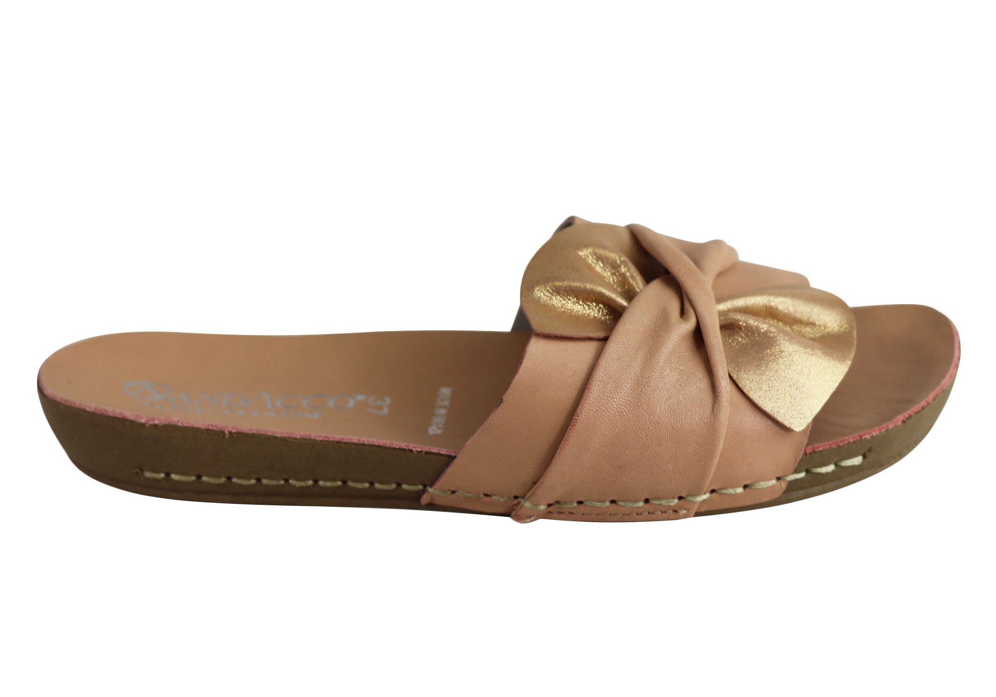Andacco Women's Comfortable Leather Slide Sandals - Handmade in Brazil - Perfect for Beach, Pool, and Summer Casual Wear