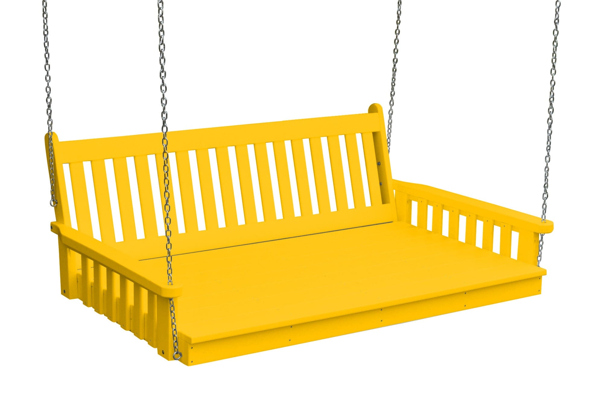 Keystone Amish Co. 6ft Franklin Recycled Plastic Swing Bed - Durable Outdoor Furniture, Lemon Yellow - Perfect for Patio, Garden, Porch & Backyard Relaxation