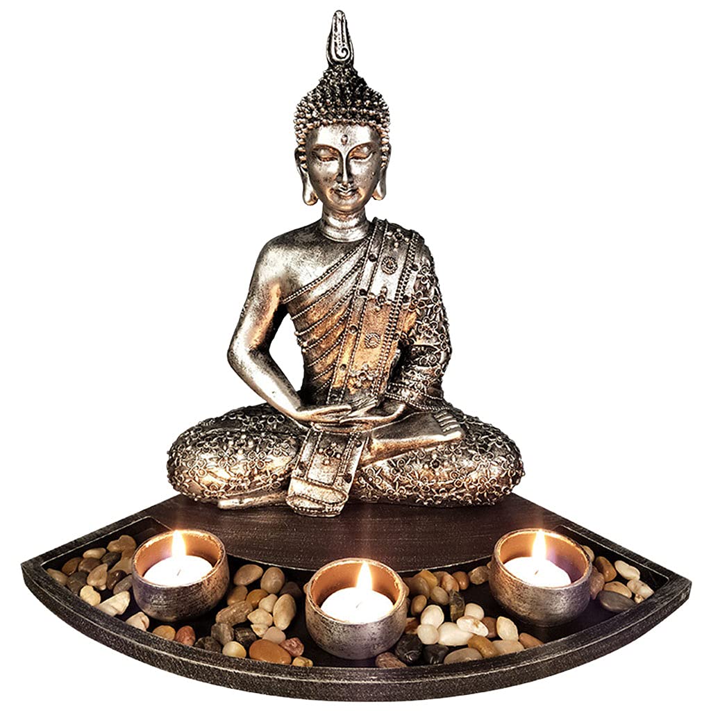 Buddha Candle Holder - Zen Tealight Candlestick for Coffee Table, Centerpiece Decor for Living Room & Teahouse | Meditation, Relaxation & Home Ambiance
