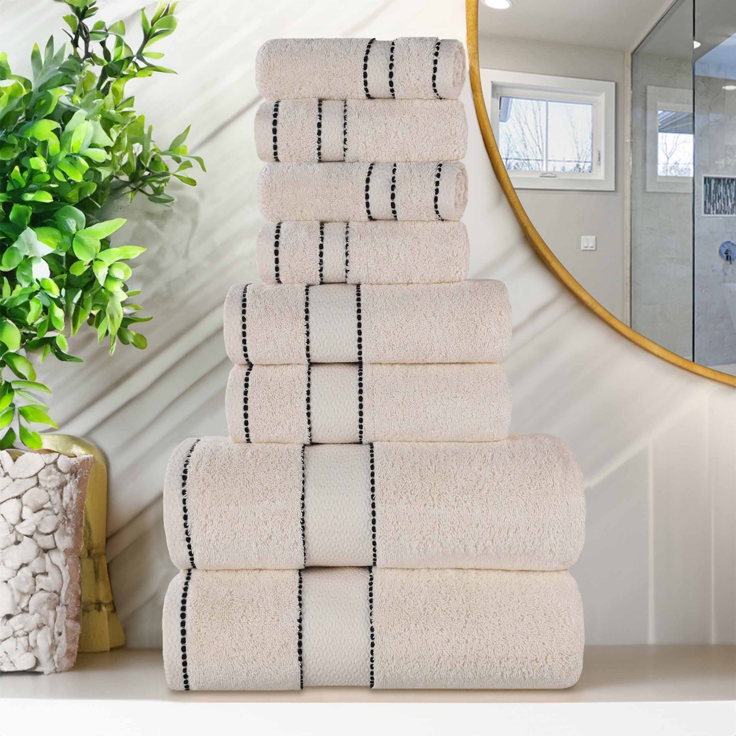 Premium 8-Piece Giza Cotton Towel Set - Ultra Absorbent, Soft & Durable Egyptian Cotton Bath Towels for Spa, Bathroom & Luxury Home Use