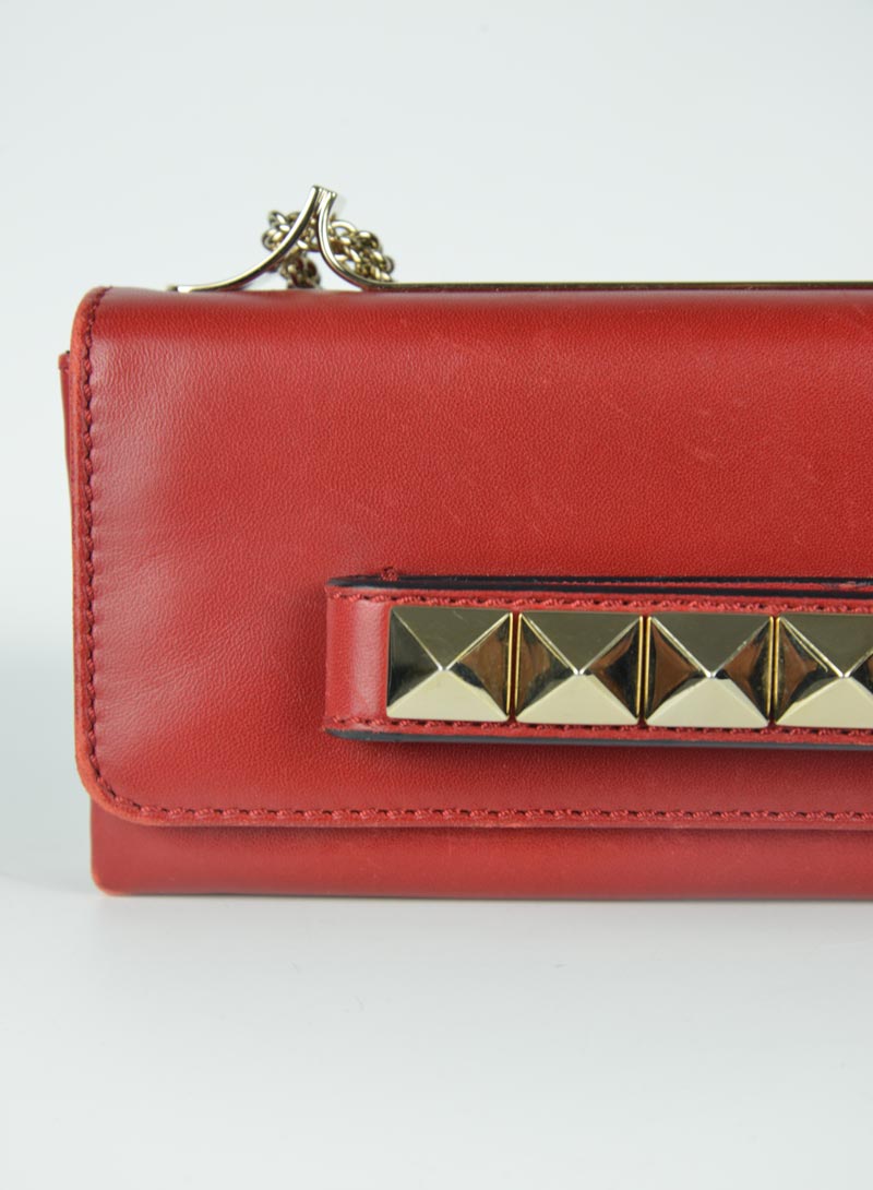 Valentino Va Va Voom Red Leather Studded Handbag - Luxury Designer Crossbody Purse for Women | Perfect for Date Night, Parties & Special Occasions
