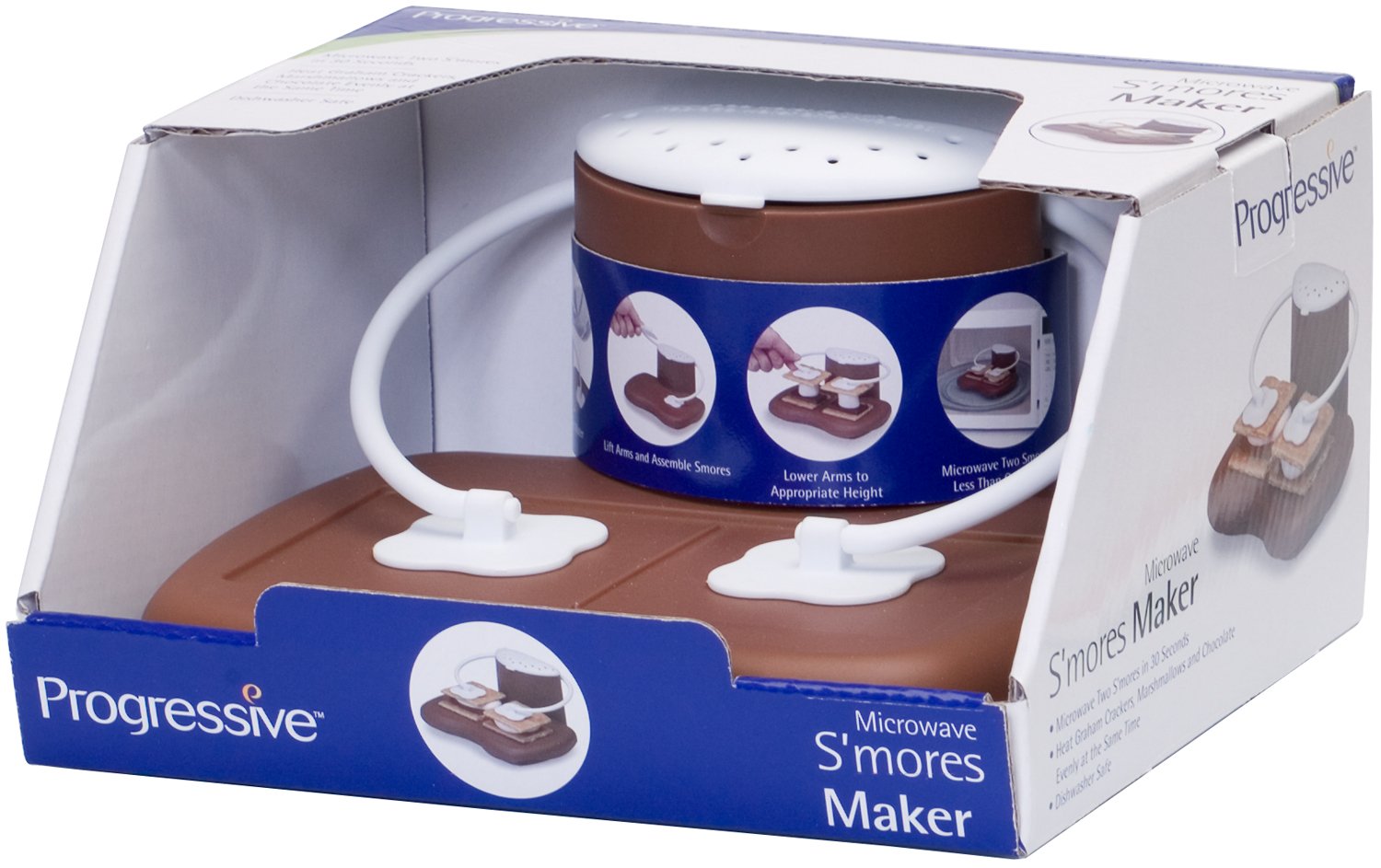 Progressive Prep Solutions Microwave S'mores Maker – Quick & Easy Homemade S'mores in Minutes, Brown/White – Perfect for Camping, Parties, Family Gatherings & Indoor/Outdoor Use