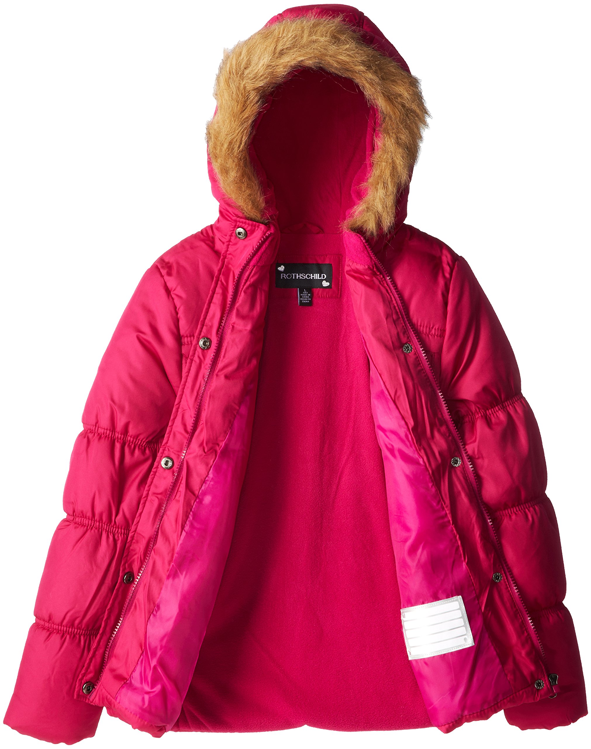 Rothschild Big Girls' Bubble Jacket - Warm Winter Puffer Coat for Teen Girls, Waterproof Windproof Outerwear for School, Play & Outdoor Activities