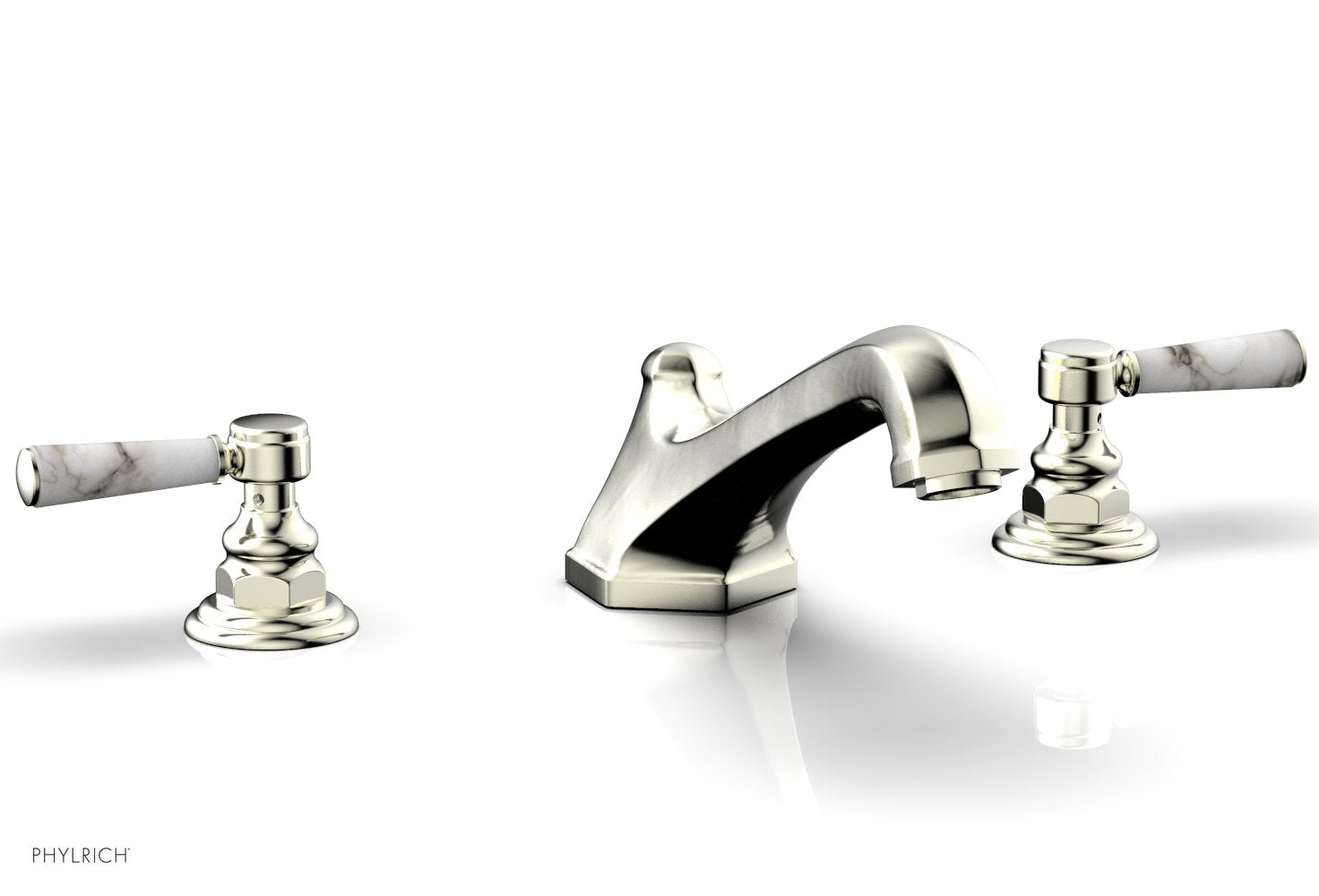 HEX TRADITIONAL Deck Tub Set with White Marble Lever Handles - 500 42 - Perfect for Outdoor Bathing and Relaxation in Your Backyard or Garden
