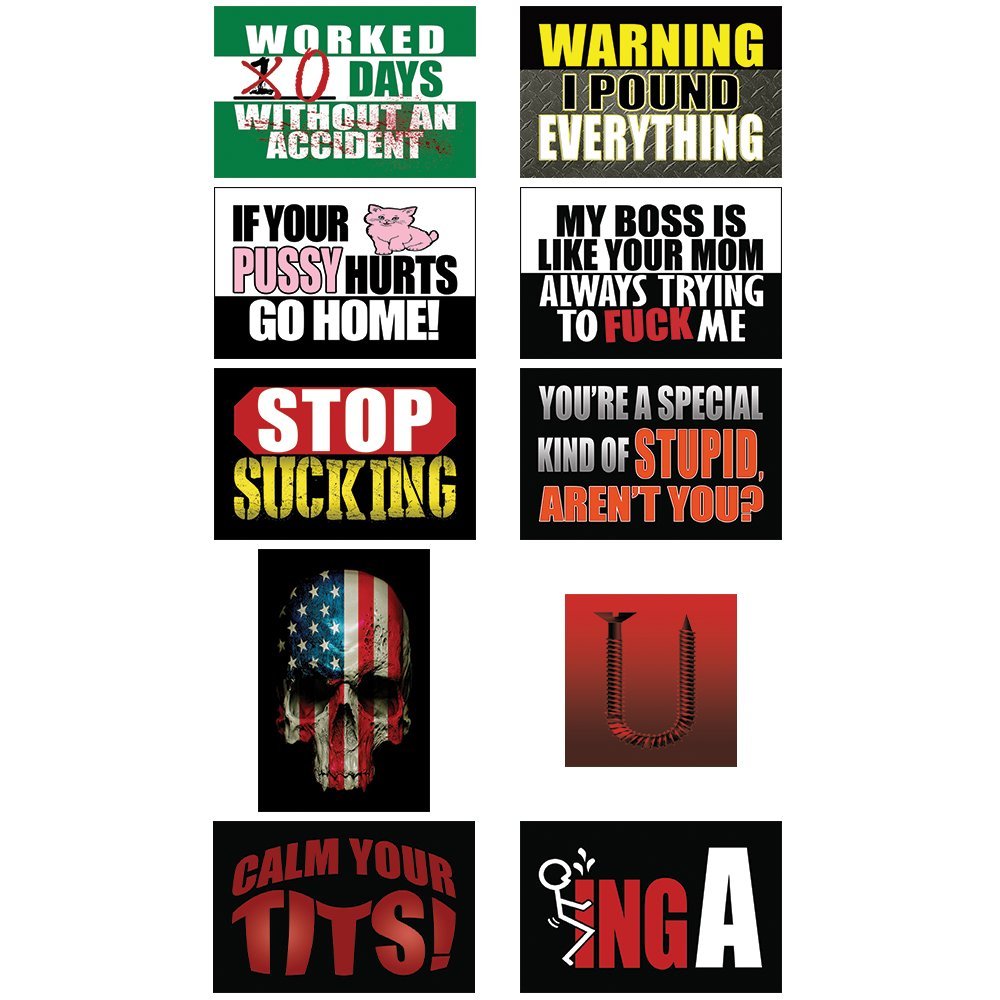 Funny Hard Hat & Helmet Stickers - 10-Piece Decal Value Pack (Extreme Edition) | Durable Construction, Motorcycle & Toolbox Decals | Perfect Gift for Union Workers & Mechanics | Made in USA | Great for Job Sites, Workshops & DIY Projects