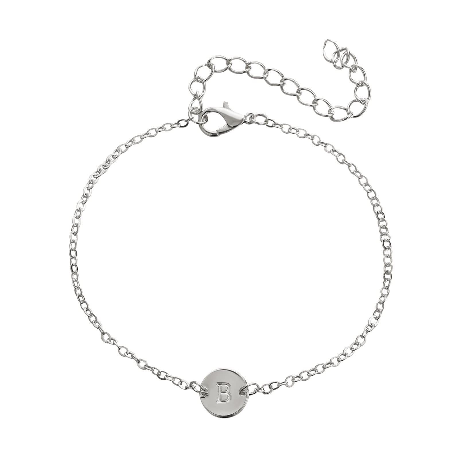 Charm Women's Adjustable Initial Bracelet - Personalized Silver Plated & Rose Gold Stainless Steel Bangle - Fashion Jewelry Gift for Girls, Brides, Best Friends (Size One) | Perfect for Weddings, Anniversaries, Birthdays & Everyday Wear