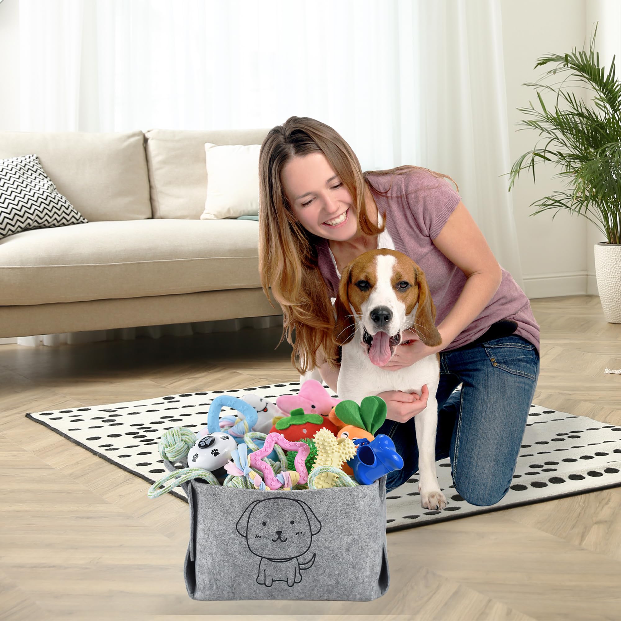 24 Pack Puppy Chew Toys for Teething - Durable Dog Rope & Squeaky Toys with Storage Bin - Interactive Chew Toys for Small & Medium Dogs - Perfect for Boredom Relief & Training