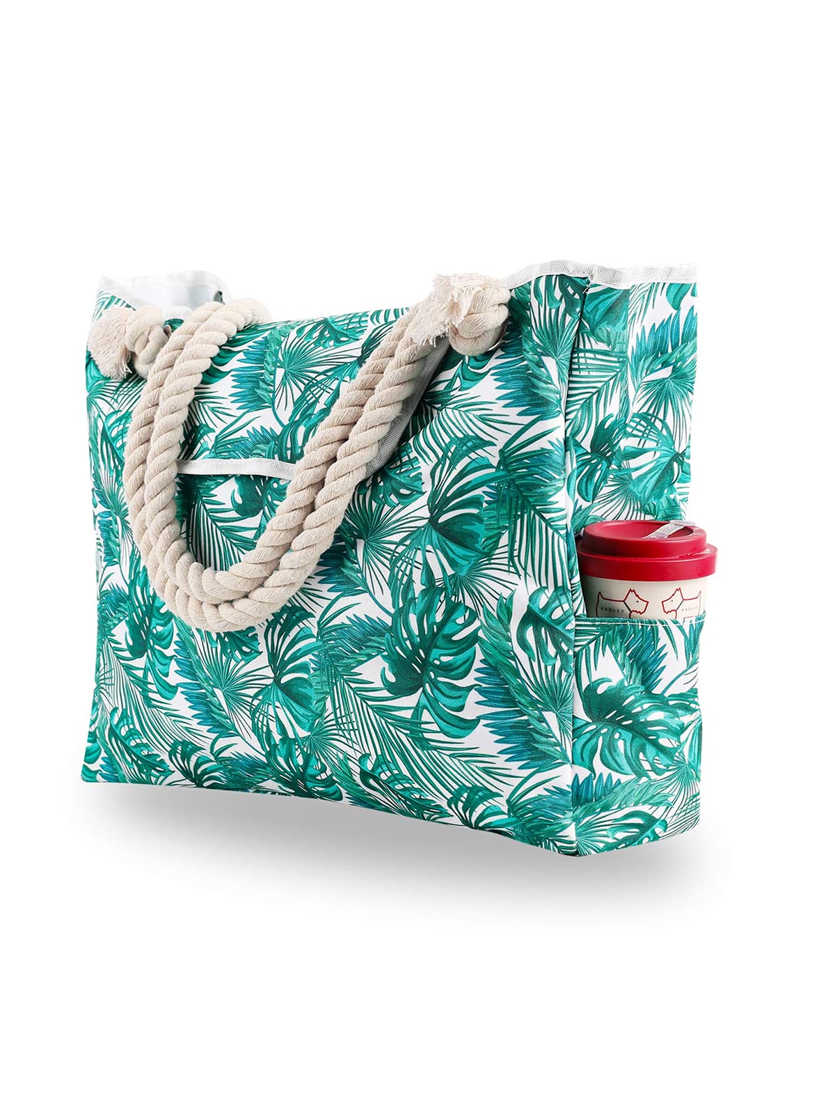 Century Star Extra Large Waterproof Canvas Beach Bag - Oversized Travel Tote with Outside Pockets for Pool, Beach & Vacation | Retro Shoulder Bag for Women | Perfect for Swimming, Picnics & Summer Outings
