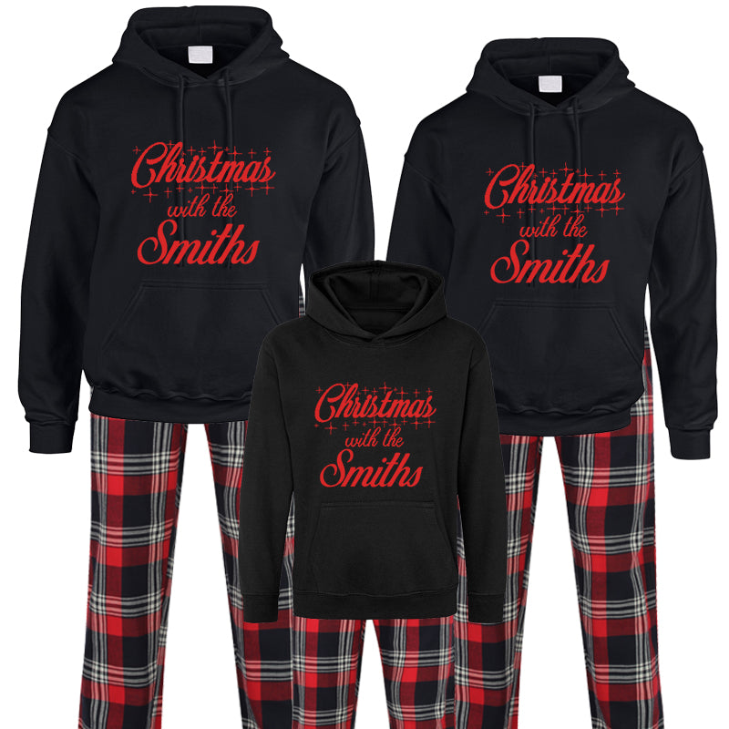 Custom Christmas Family Hoodie & Matching Pajama Set - Personalized Holiday Outfits for Cozy Family Gatherings & Festive Photos