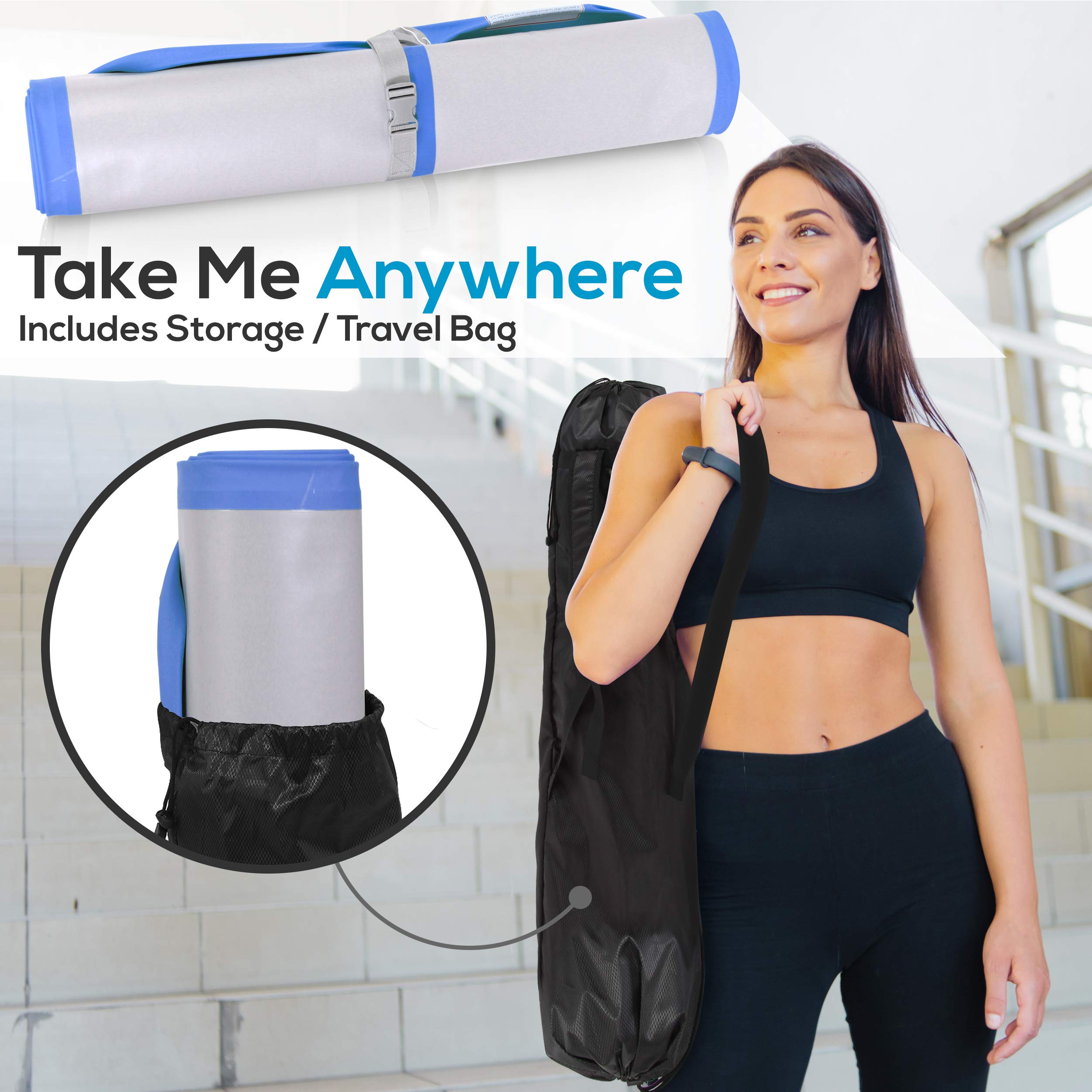 SereneLife 10FT Inflatable Gymnastics Air Tumbling Mat - 4in Thick Floating Water Mat for Yoga, Cheerleading & Training | Portable Foldable Design with Electric Air Pump | Perfect for Backyard, Pool, Gym & Indoor Workouts