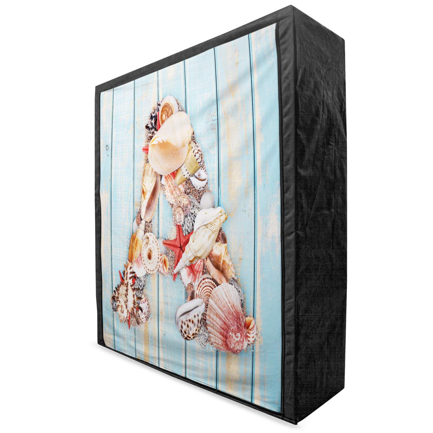 Ambesonne Letter A Portable Fabric Wardrobe with Seashells Design - 59
