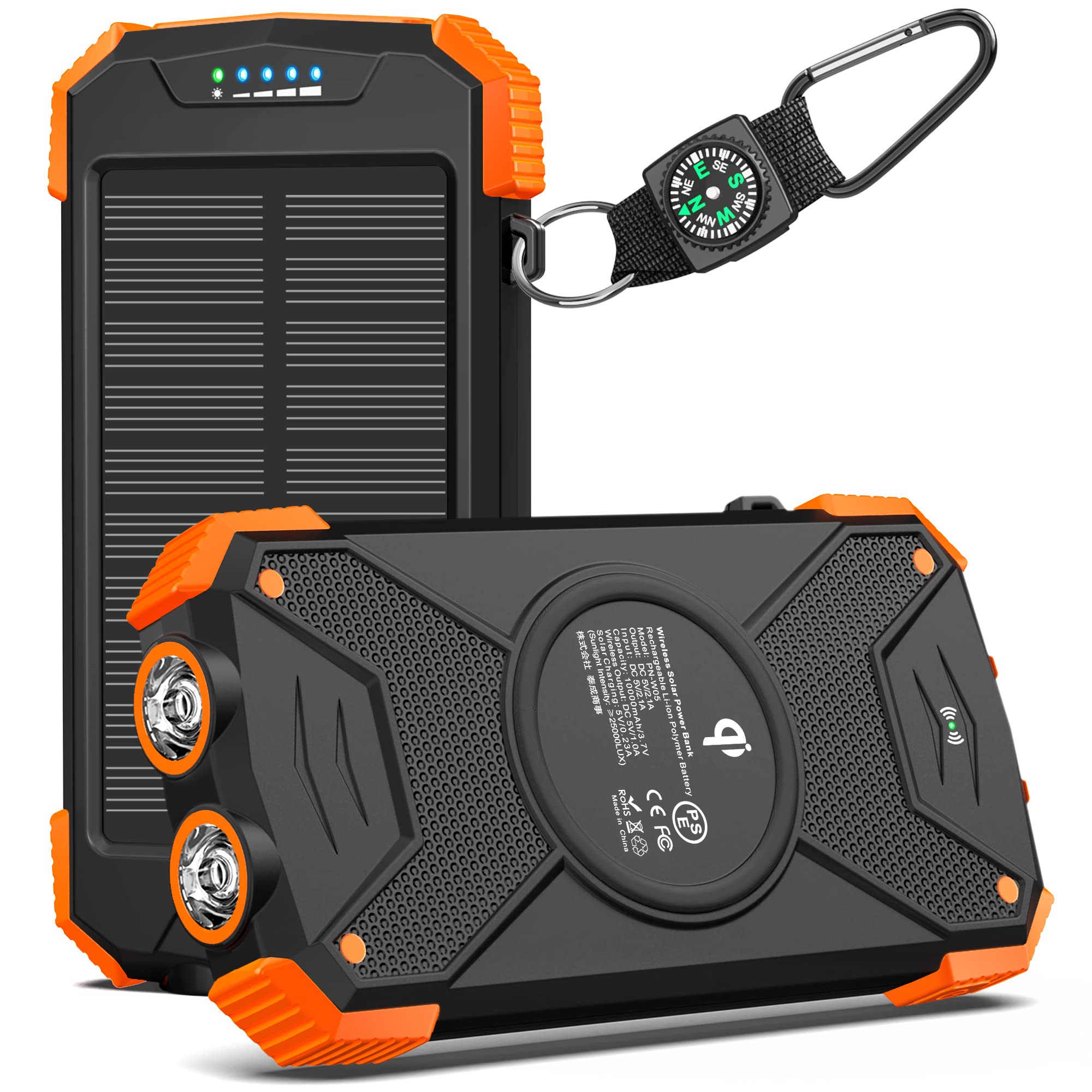 **10,000mAh Solar Power Bank & 20,000mAh Solar Panel Charger - Portable Charger for Phones, Tablets, Camping, Hiking & Emergency Power Outage**