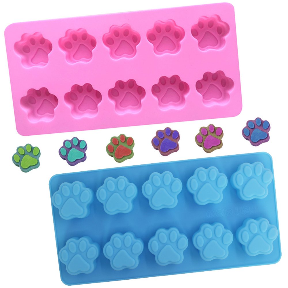 Premium Food-Grade Silicone Paw Print Molds - Set of 4 Reusable Baking Molds for Dog & Cat Treats, Ice Cubes, Chocolate, Candy | Oven, Freezer & Dishwasher Safe | Perfect for Pet Parties, DIY Treats & Holiday Baking