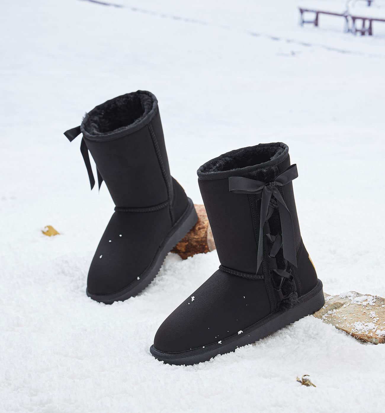 CAMEL CROWN Women's Winter Snow Boots - Waterproof Foldable Mid-Calf Boots with Warm Fur Lining & Side Zipper - Non-Slip Outdoor Boots for Snowy Weather, Hiking & Casual Wear