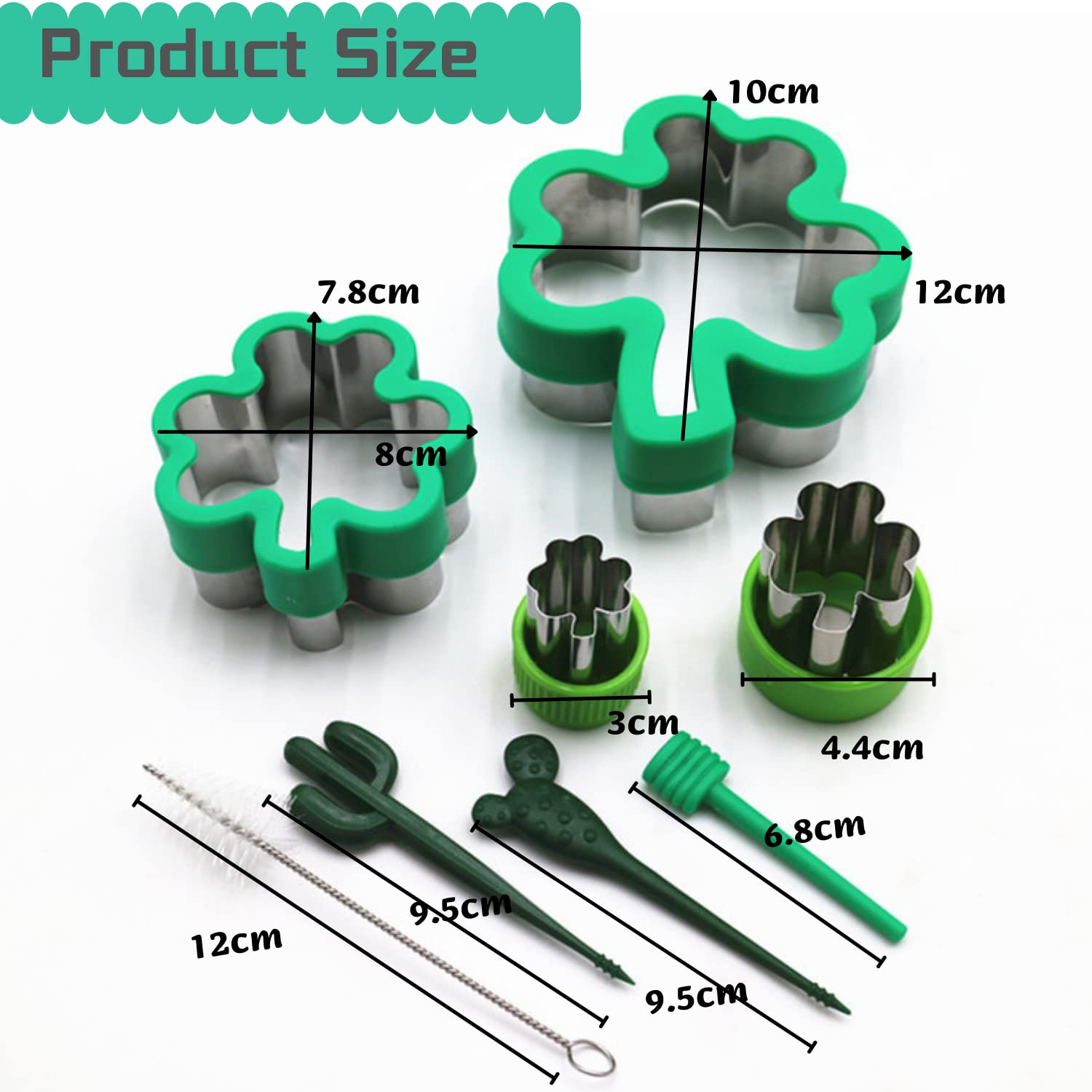 Crethinkaty 8-Piece Shamrock Sandwich Cutters & Sealer Set - Mini Cookie Cutters & Stamps for Easter, St. Patrick's Day (Random Colors) - Perfect for Kids' Lunches, Party Snacks & Holiday Baking