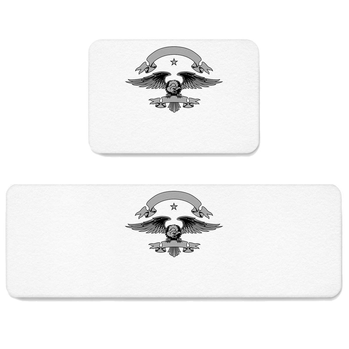 HELLOWINK Anti-Fatigue Kitchen Mat Set of 2 - Non-Slip American Flag Design Floor Mats for Kitchen, Sink, Laundry & Home Office - Comfortable Standing Rug for Cooking & Cleaning