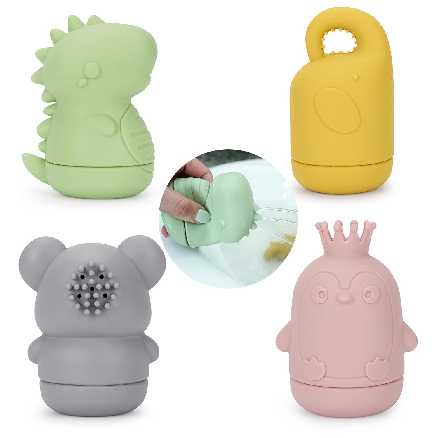 Socub Baby Bath Toys - Squeezable Silicone Bathtub Toys for Infants 6-12 Months & Toddlers 1-3 Years | BPA Free, Non-Toxic Pool & Bath Time Fun | Perfect for Sensory Play, Water Learning & Baby Shower Gifts