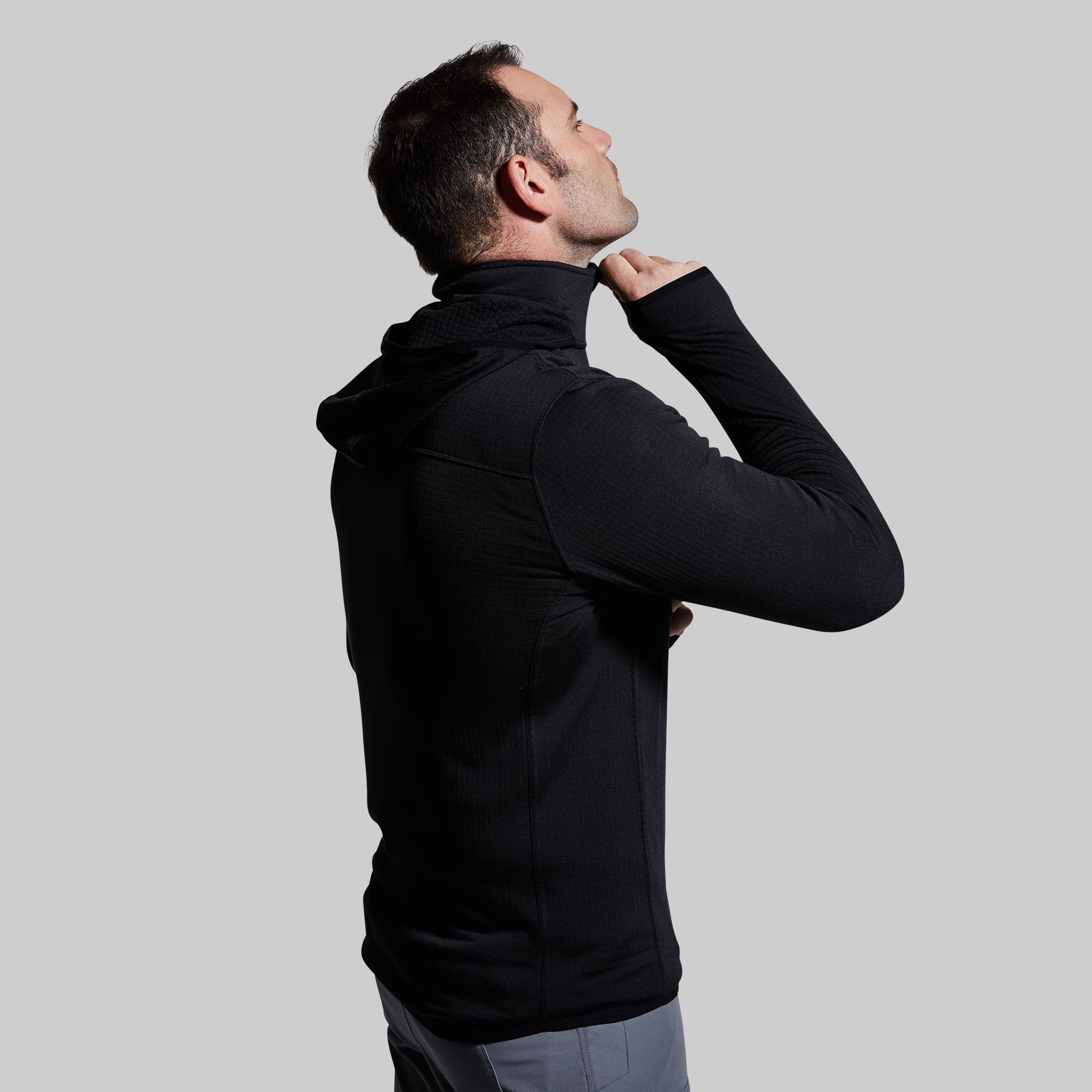 Men's Quiver Half Zip Hoodie - Lightweight Fleece Pullover with Kangaroo Pocket, Black - Perfect for Hiking, Gym & Casual Wear