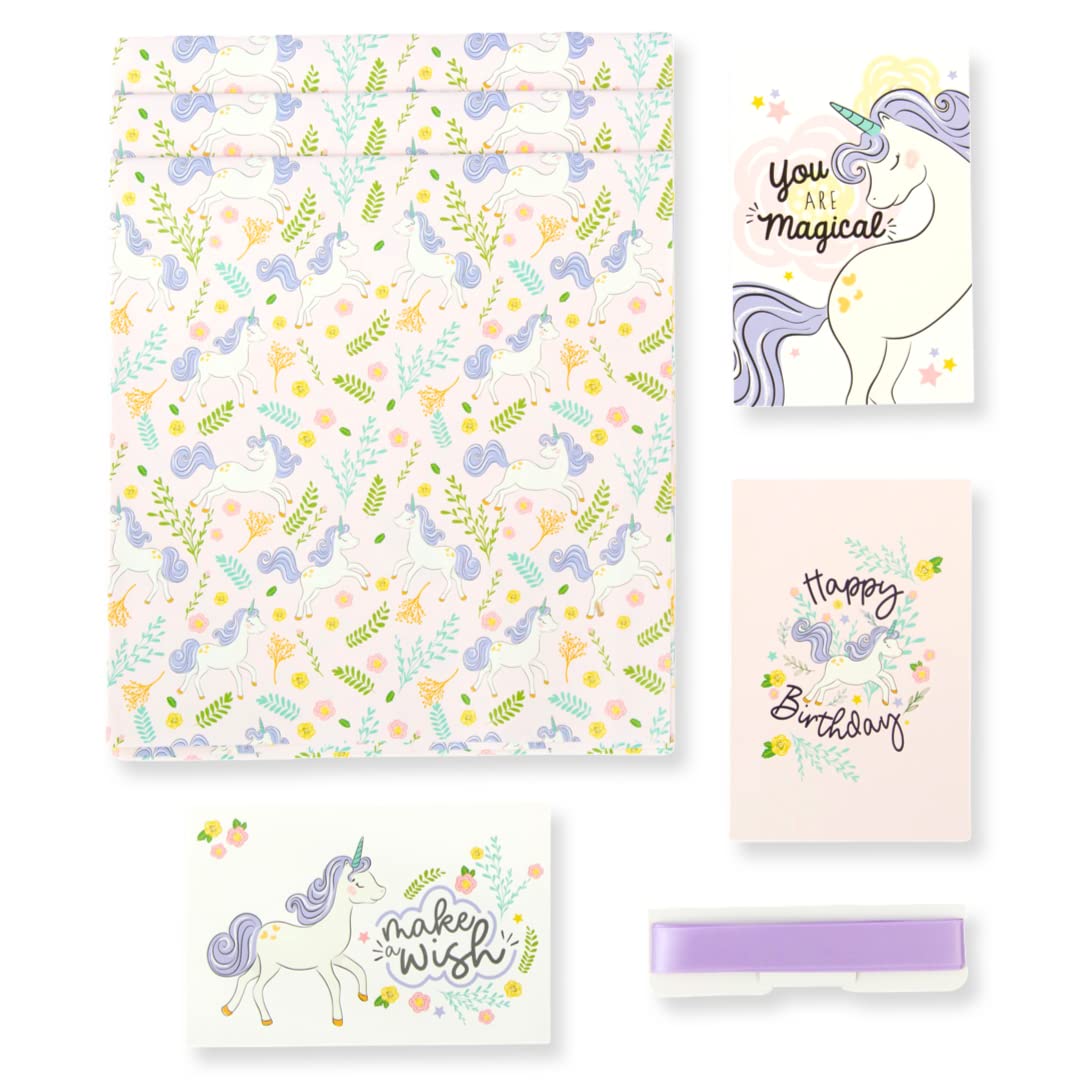 Premium Unicorn Wrapping Paper Set for Girls - 3 Pink Gift Wrapping Sheets (30