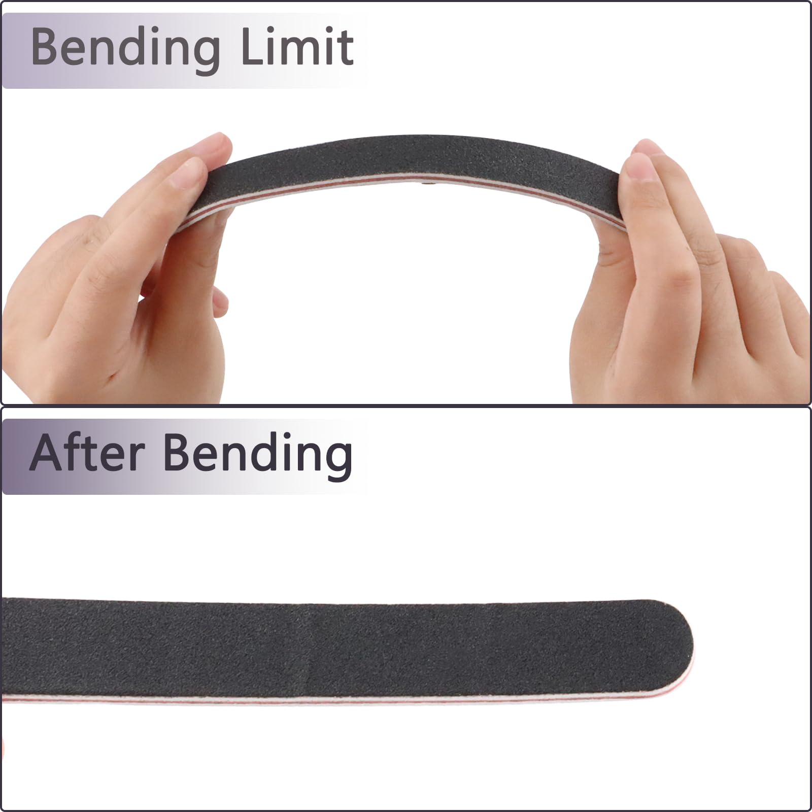 60 Pack Black 100/180 Grit Double Sided Emery Boards - Professional Reusable Nail Files for Manicure & Pedicure at Home or Salon - Perfect for Nail Care, DIY Grooming & Beauty Essentials