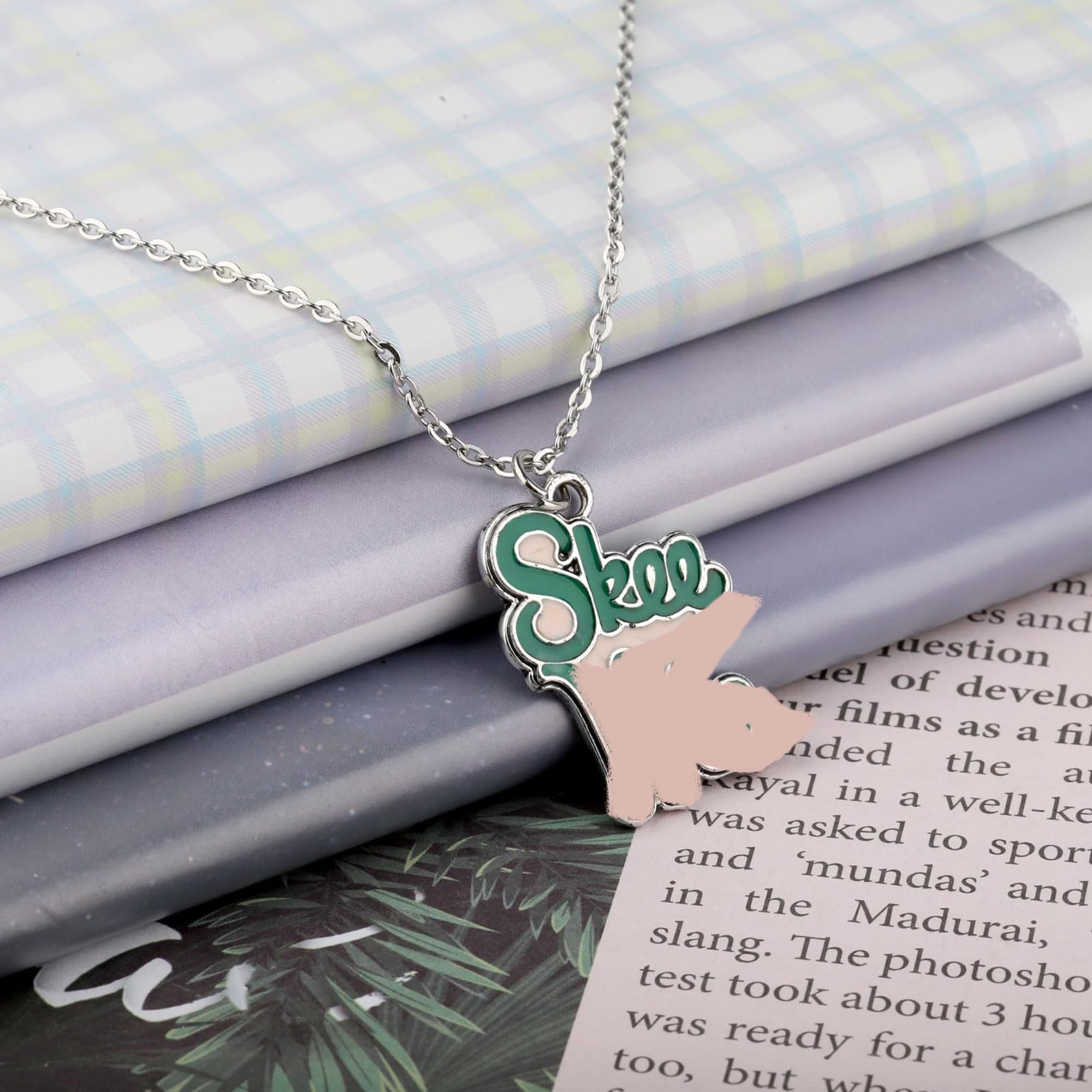 POTIY Pink and Green Sorority Gift Skee Pendant Necklace - Graduation Jewelry for Women | Perfect for Sorority Sisters, College Graduation Gifts & Special Occasions