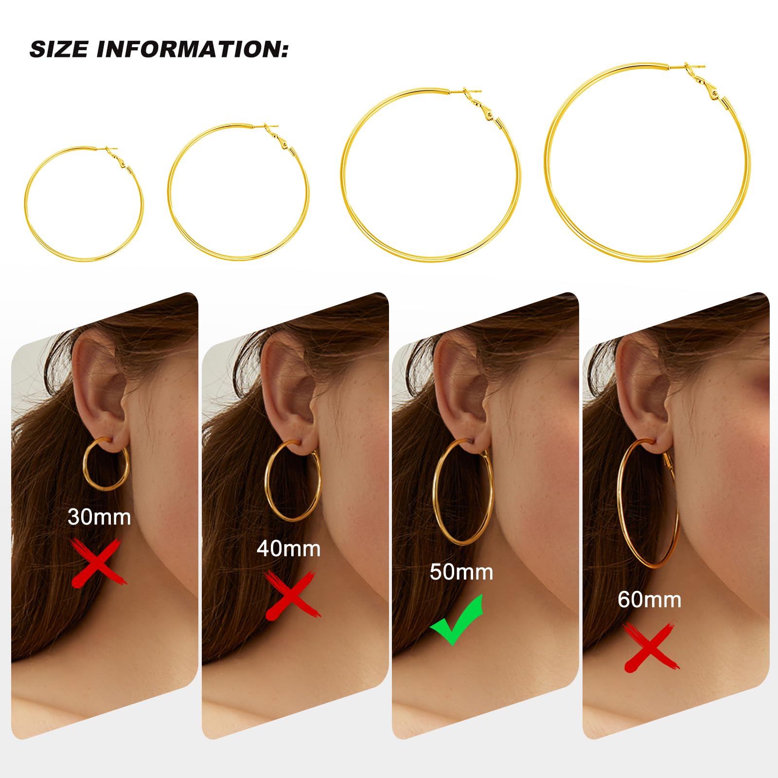 4 Pairs 14K Gold Plated Hoop Earrings for Women - Hypoallergenic Lightweight Dangle Earrings Set in Silver & Gold | Perfect for Everyday Wear, Parties & Gifts