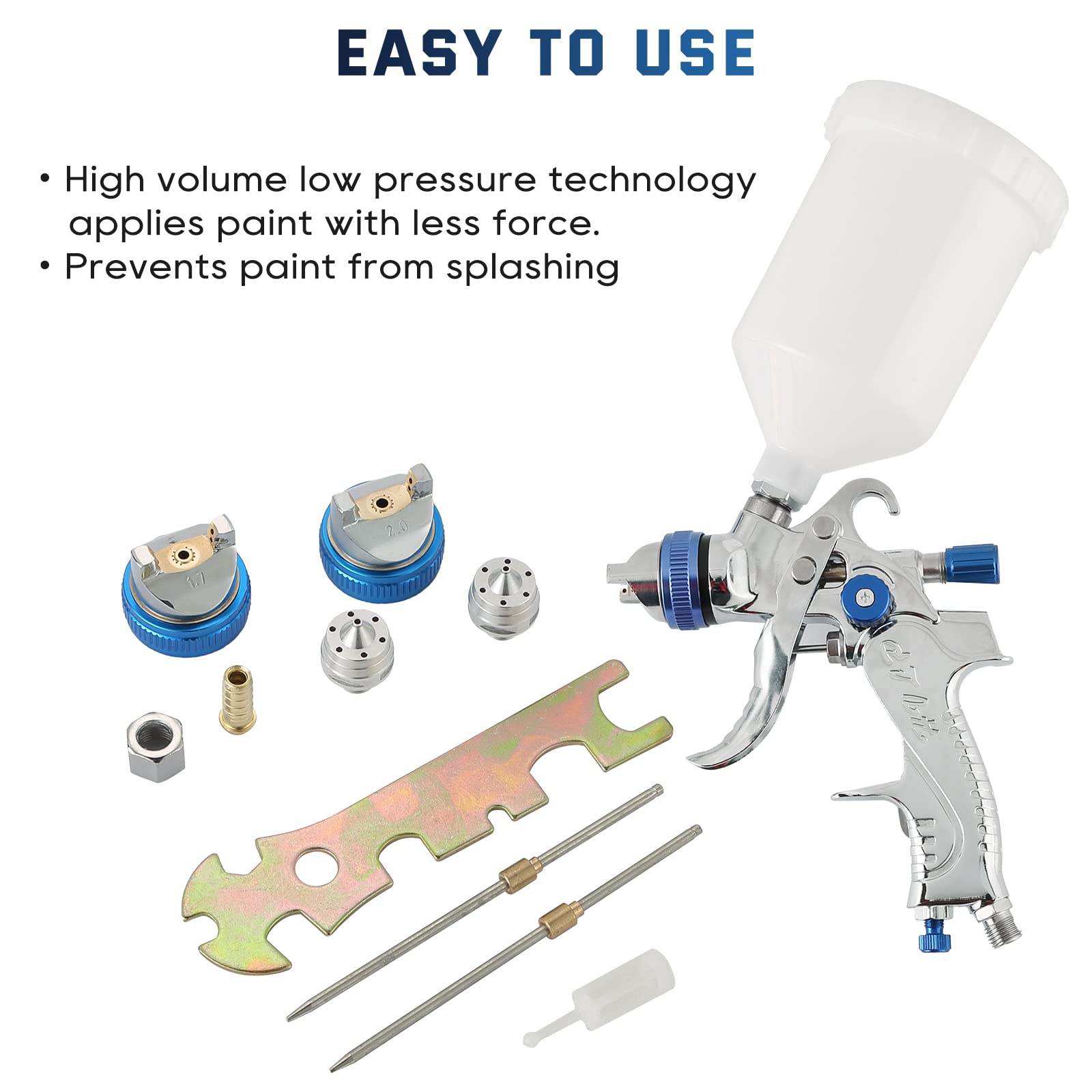 ATPEAM HVLP Gravity Feed Air Spray Gun Kit - 3 Nozzles (1.4mm/1.7mm/2mm) & 600cc Cup | Professional Paint Sprayer for Automotive, Furniture & DIY Projects | Perfect for Car Primer, Surface Painting & Topcoat Finishing