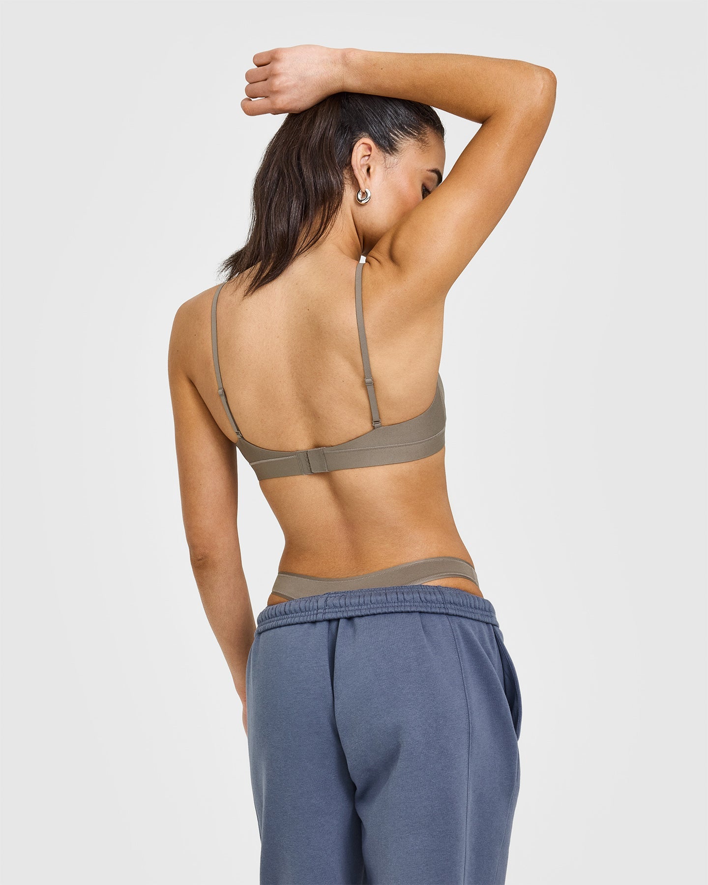 Silhouette Crossover Bralette - Comfortable Wireless Bra in Moss Brown for Yoga, Lounge & Everyday Wear