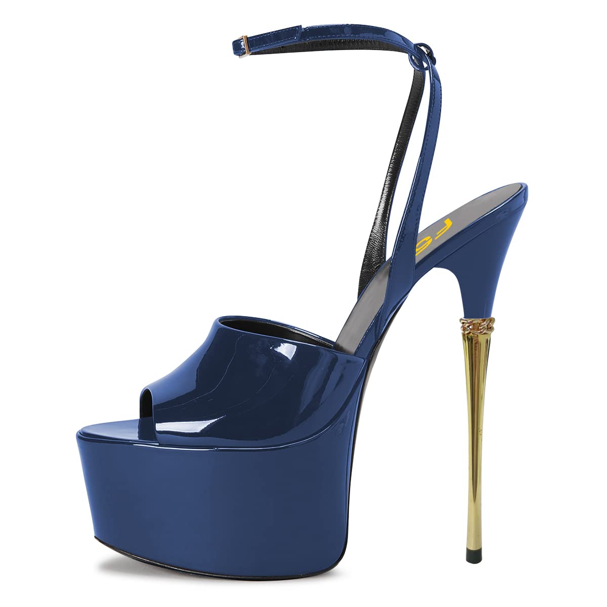 FSJ Women's Sexy Peep Toe Slingback Platform Sandals with Ankle Strap & Buckle - Metallic Conical High Heel Dress Shoes for Party, Wedding & Evening Wear - US Size 4-15 (Wide Width Available) - Perfect for Night Out, Club, Date Night & Special Occasions