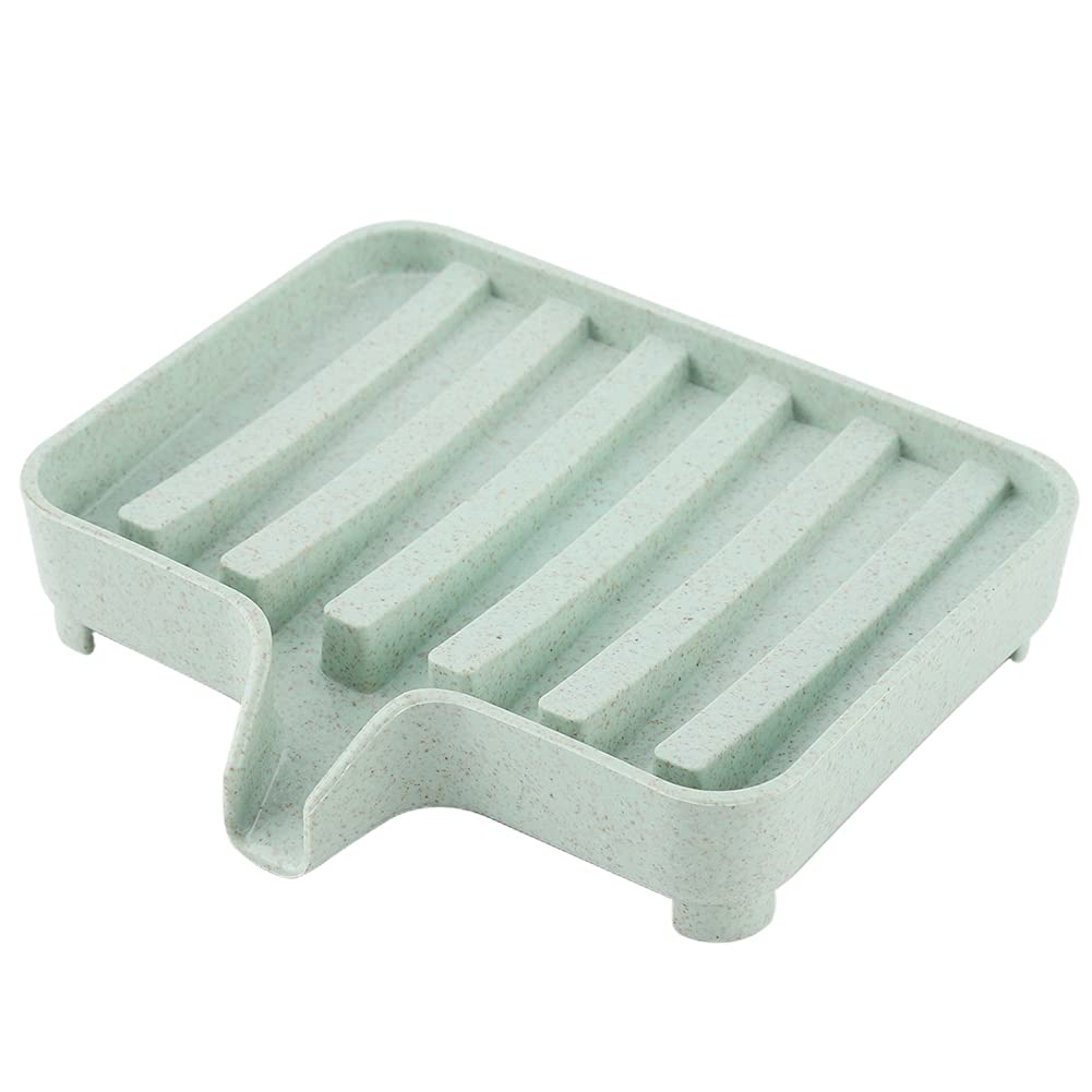 Qinlorgo Bathroom Storage Box - Durable Wheat Straw Sponge Holder for Travel & Home (Green) - Shower & Kitchen Organizer