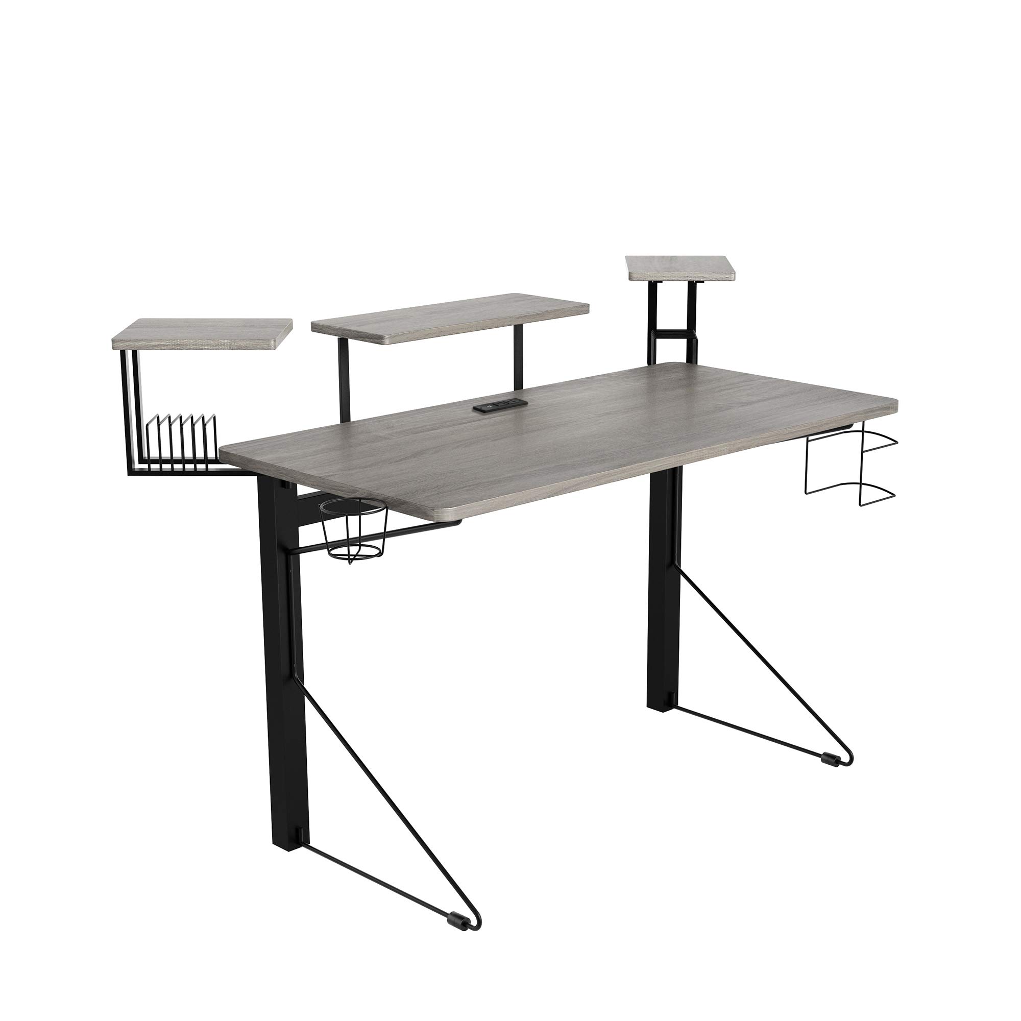DXRacer Core Series Computer Gaming Desk - Standard Size, Gray & Black - Perfect for PC & Console Gaming Setup, Home Office & Streaming Stations