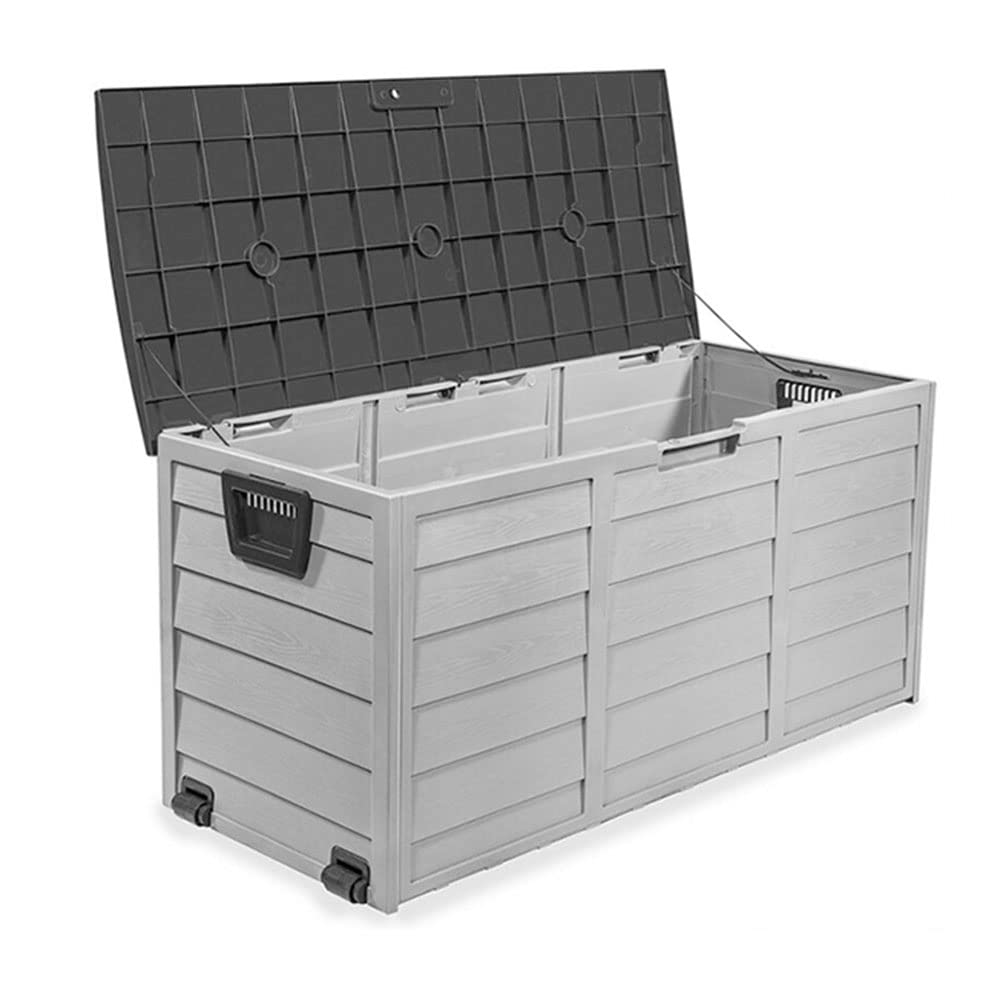300L Waterproof Plastic Deck Box - Outdoor Storage Container for Garden, Patio & Tools - Weather-Resistant Organizer for Cushions, Toys & Yard Supplies