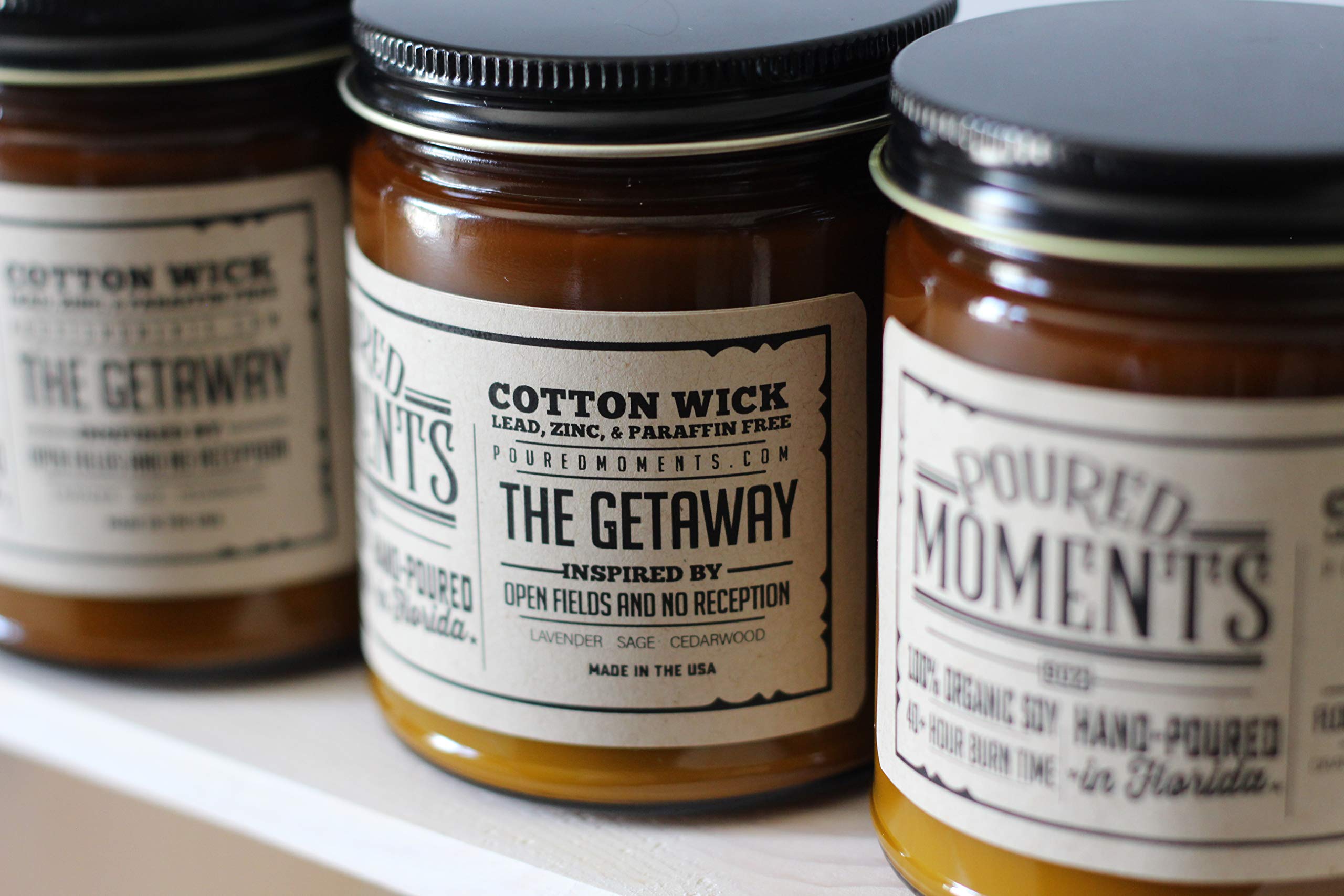 Poured Moment 100% All-Natural Soy Candles | American Made, Non-Toxic with Slow-Burning Wicks | The Getaway Scent | 9 oz Aromatherapy Candle for Relaxation & Home Decor