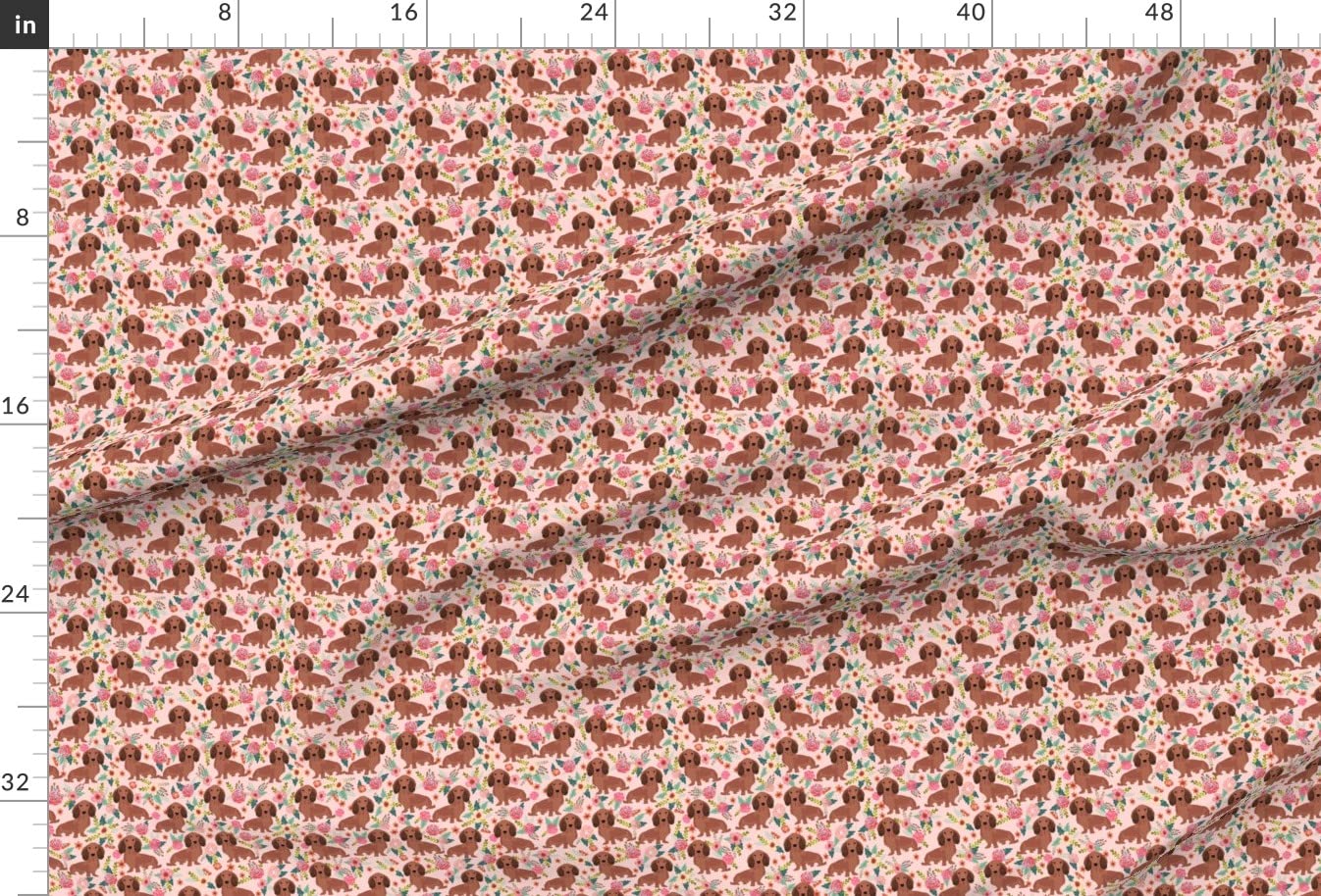 Dachshund Floral Printed Minky Fabric - Cute Wiener Dog Design for Sewing, Baby Blankets, Quilting & Plush Projects - Perfect for DIY Wedding Decor, Nursery & Home Decor