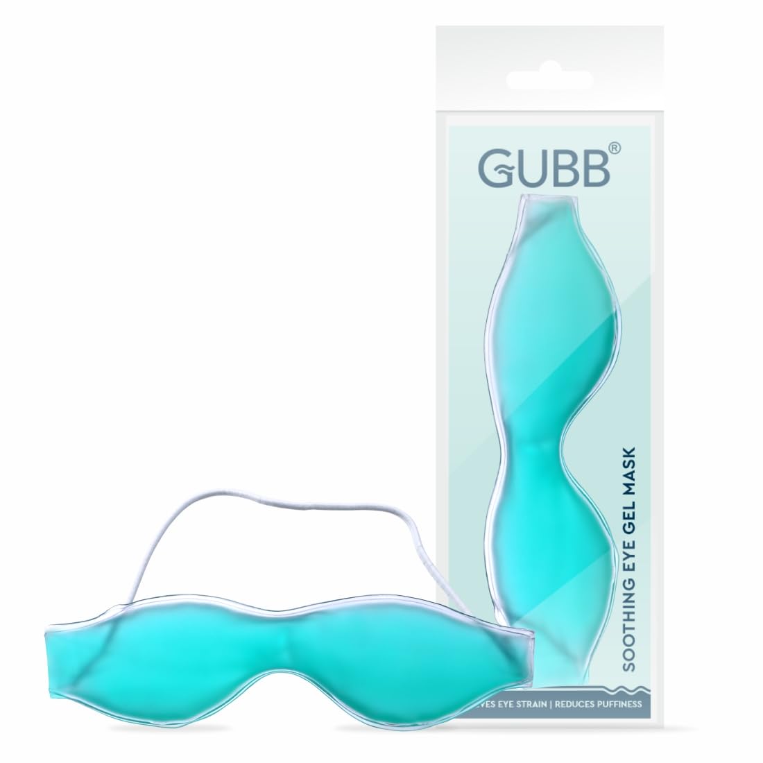 GUBB Cooling Gel Eye Mask for Dark Circles & Puffy Eyes Relief - Hydrating Eye Patches for Dry Eyes, Pain & Redness - Soothing Gel Eye Mask for Women & Men - Universal Fit Blue Eye Mask for Relaxation & Tired Eyes - Perfect for Work, Travel & Home Use