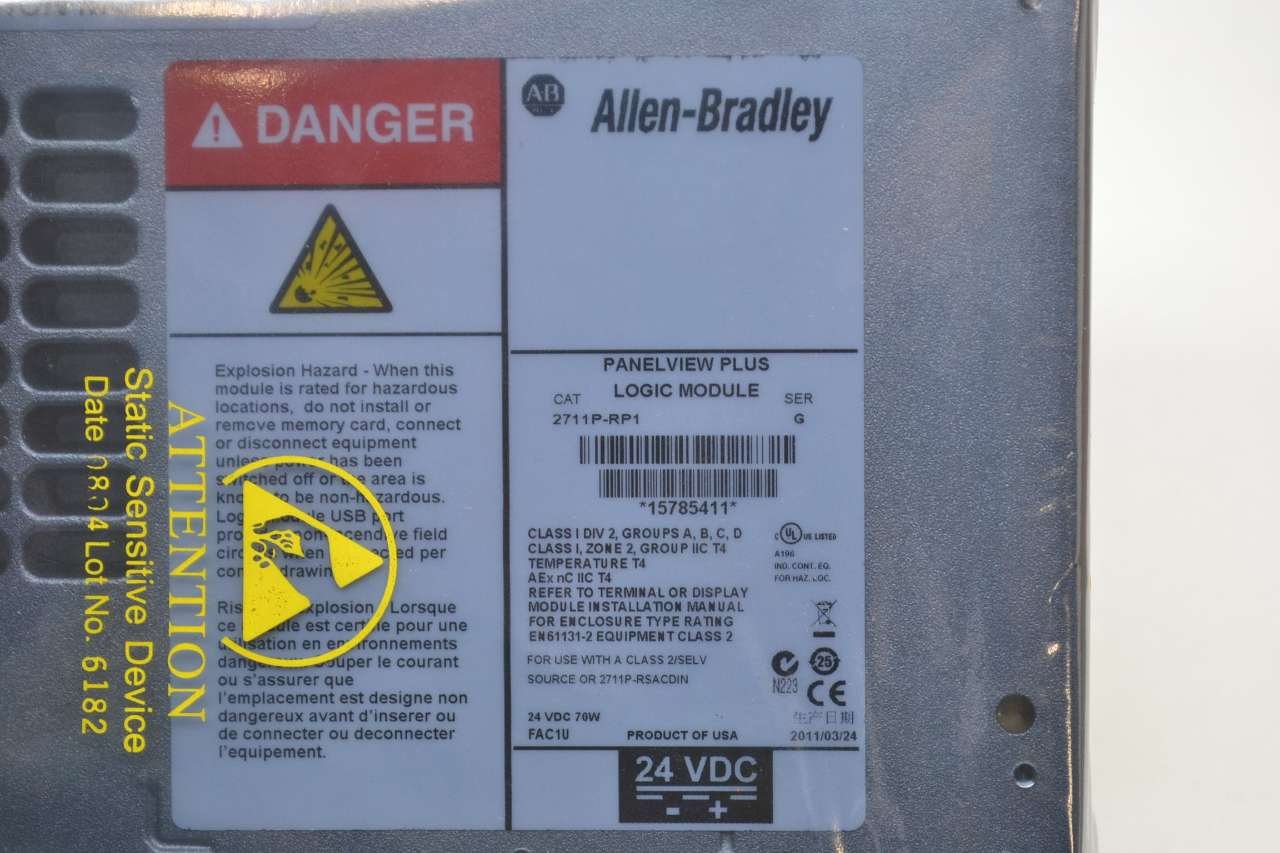 Allen Bradley 2711P-RP1 PanelView Plus Series G 24V DC Logic Module B491348 - Industrial HMI Touchscreen for Automation Control Systems