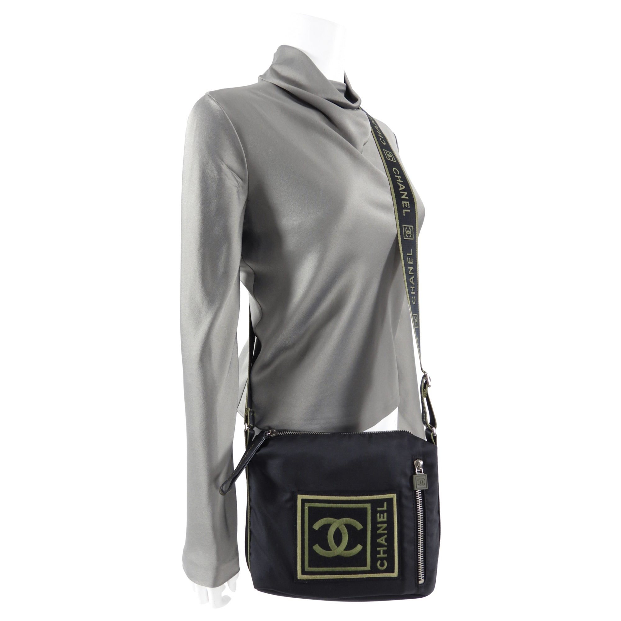 Chanel Sport Nylon Crossbody Messenger Bag for Women - Lightweight Shoulder Bag with Adjustable Strap, Perfect for Gym, Travel & Everyday Use