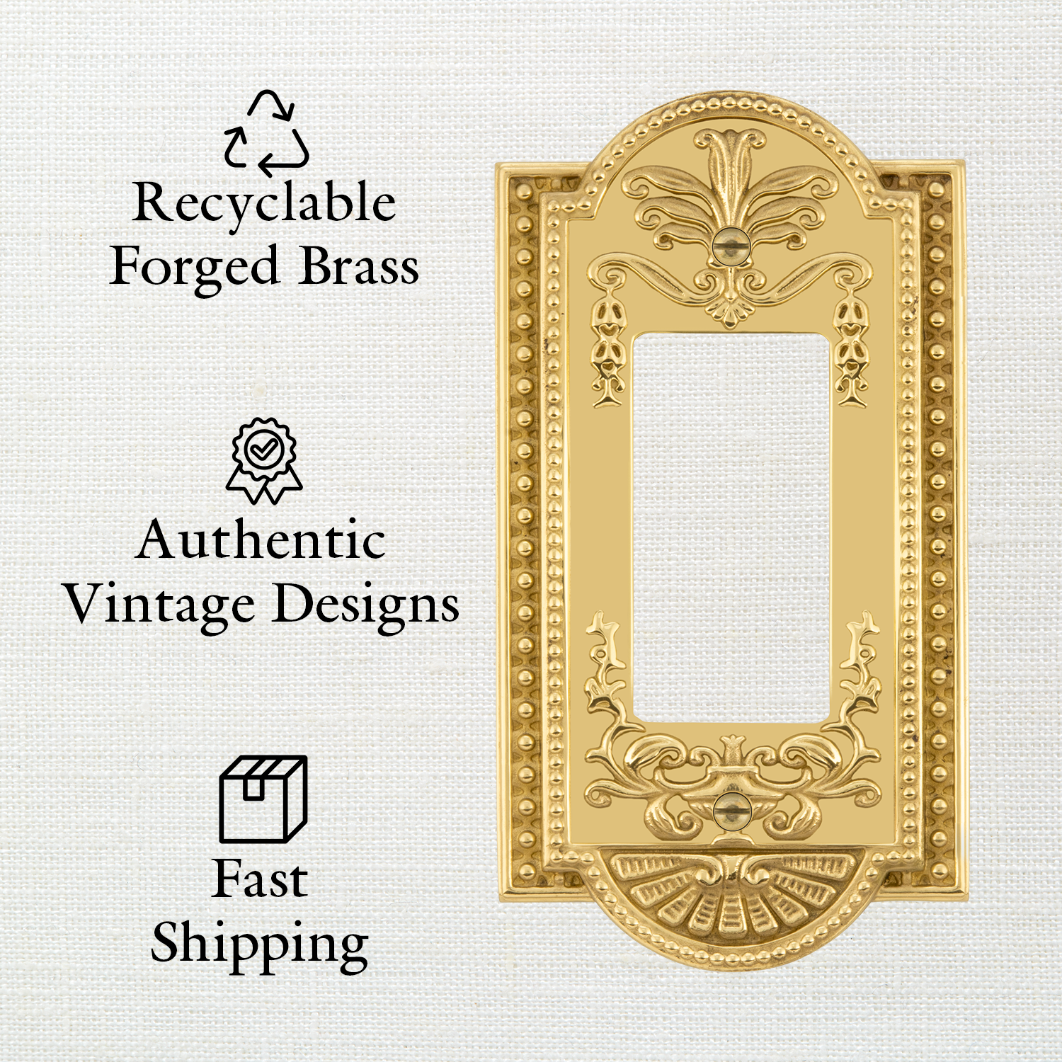 Antique Brass Double Rocker Switch Plate Cover - Elegant Wall Plate for Home Decor, Living Room, Bedroom & Office Lighting Upgrade