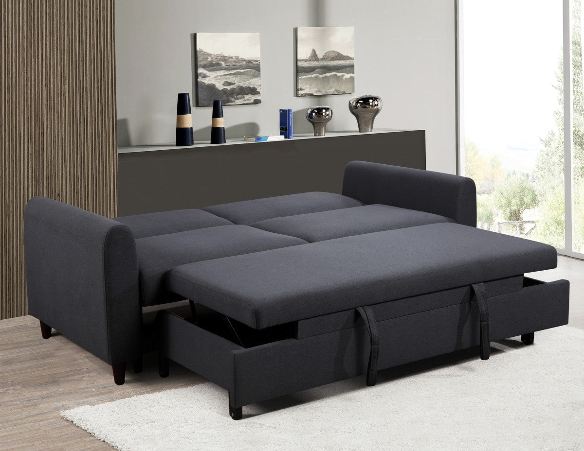 3 Seater Sofa Bed with Storage, Dark Grey Convertible Sleeper Couch - Perfect for Small Apartments, Guest Rooms & Living Rooms